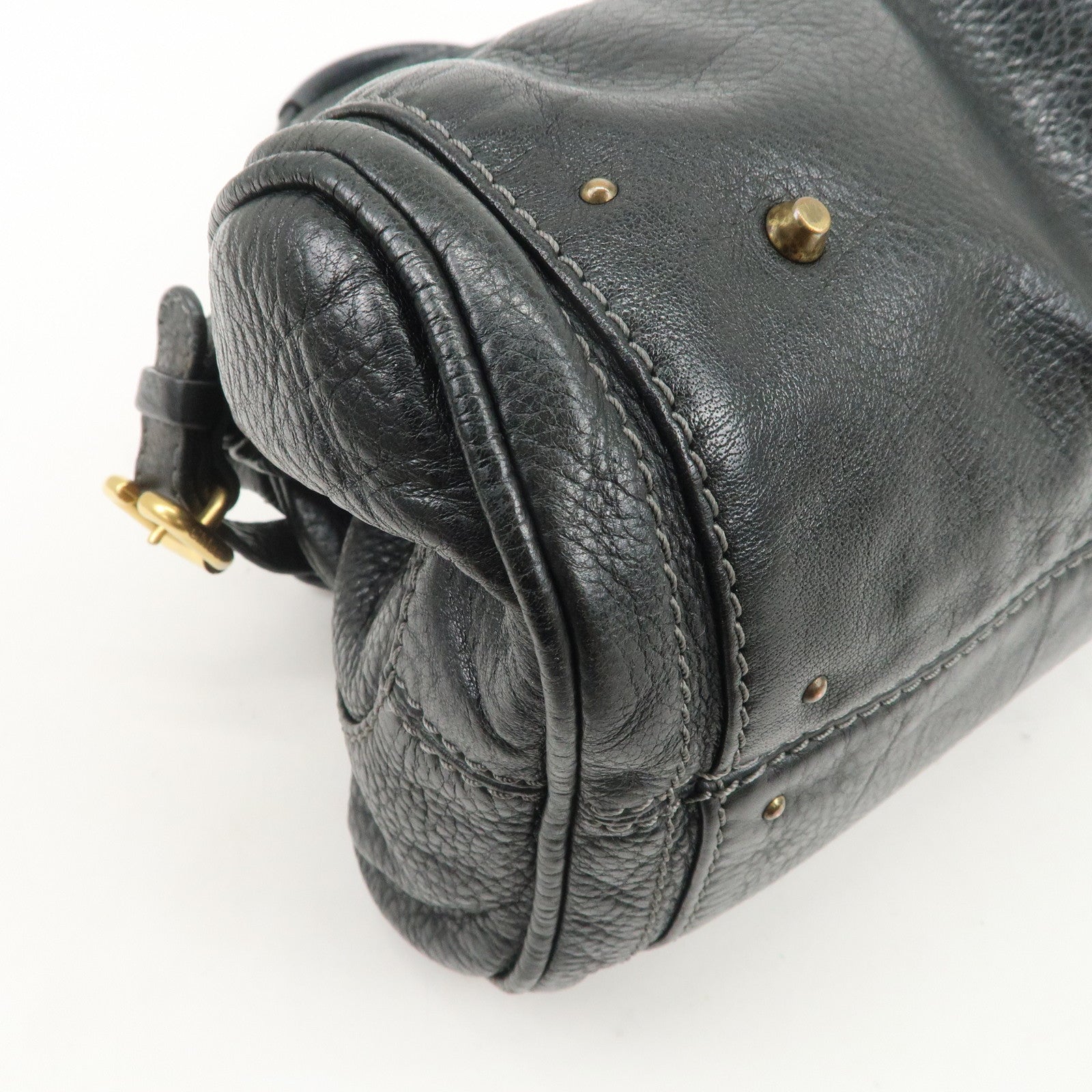 Chloe Paddington Logo Leather Hand Bag Shoulder Bag Black