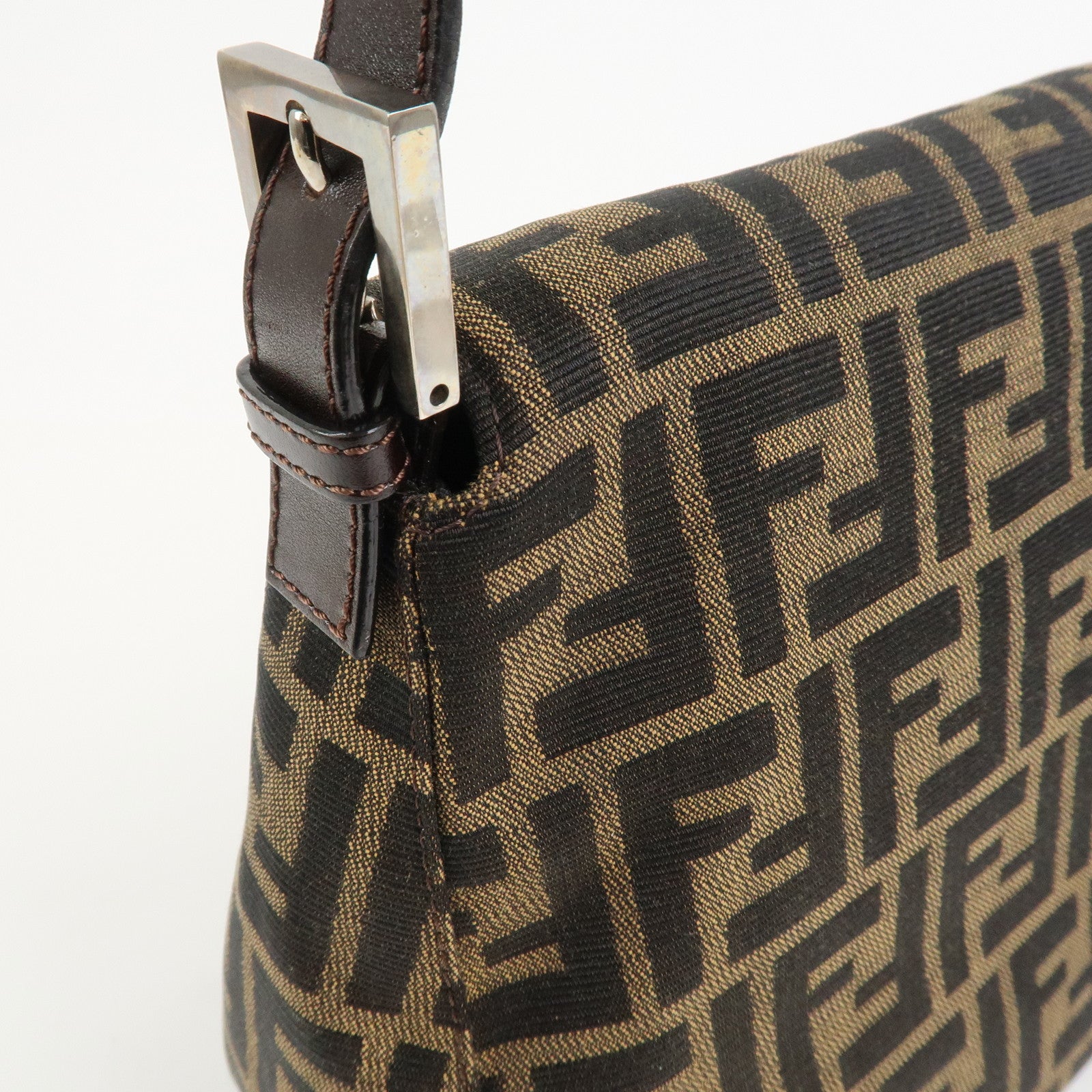 FENDI Mamma Zucca Baguette Canvas Leather Shoulder Bag  26325