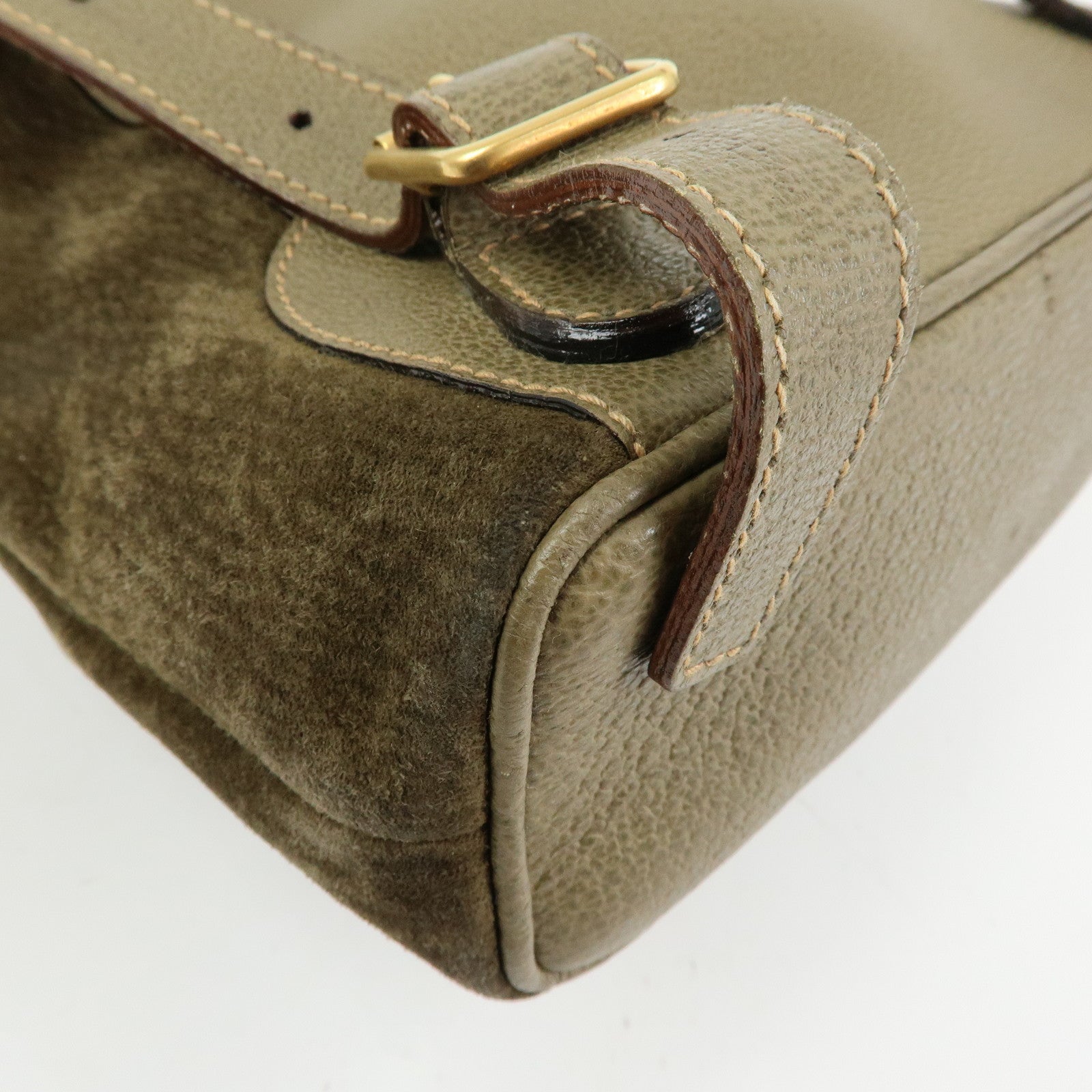 GUCCI Bamboo Suede Leather Backpack Rucksack Khaki 003・2058