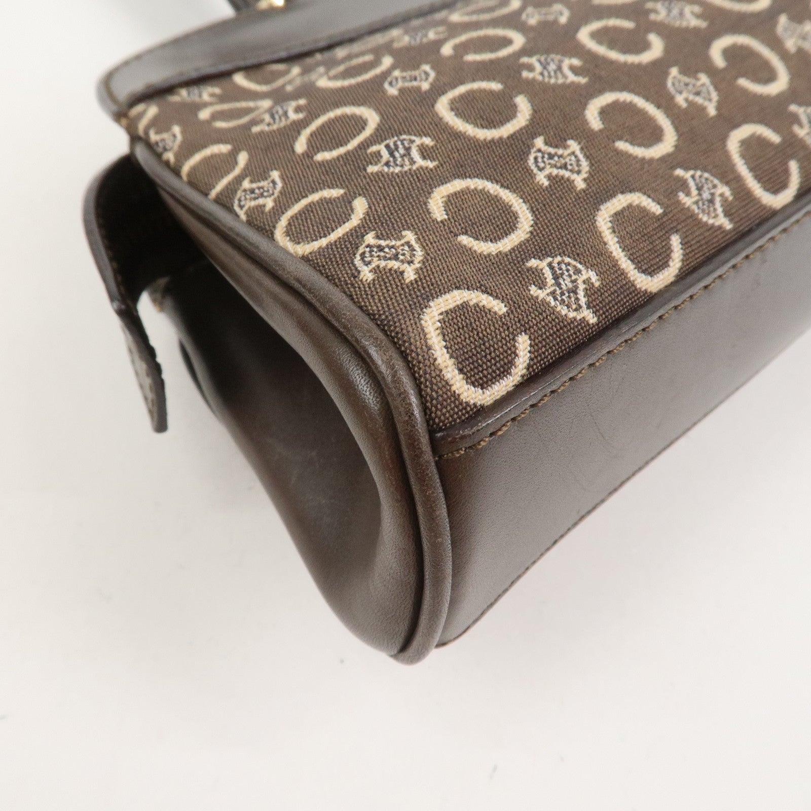 CELINE C Macadam Canvas Leather Hand Bag Brown