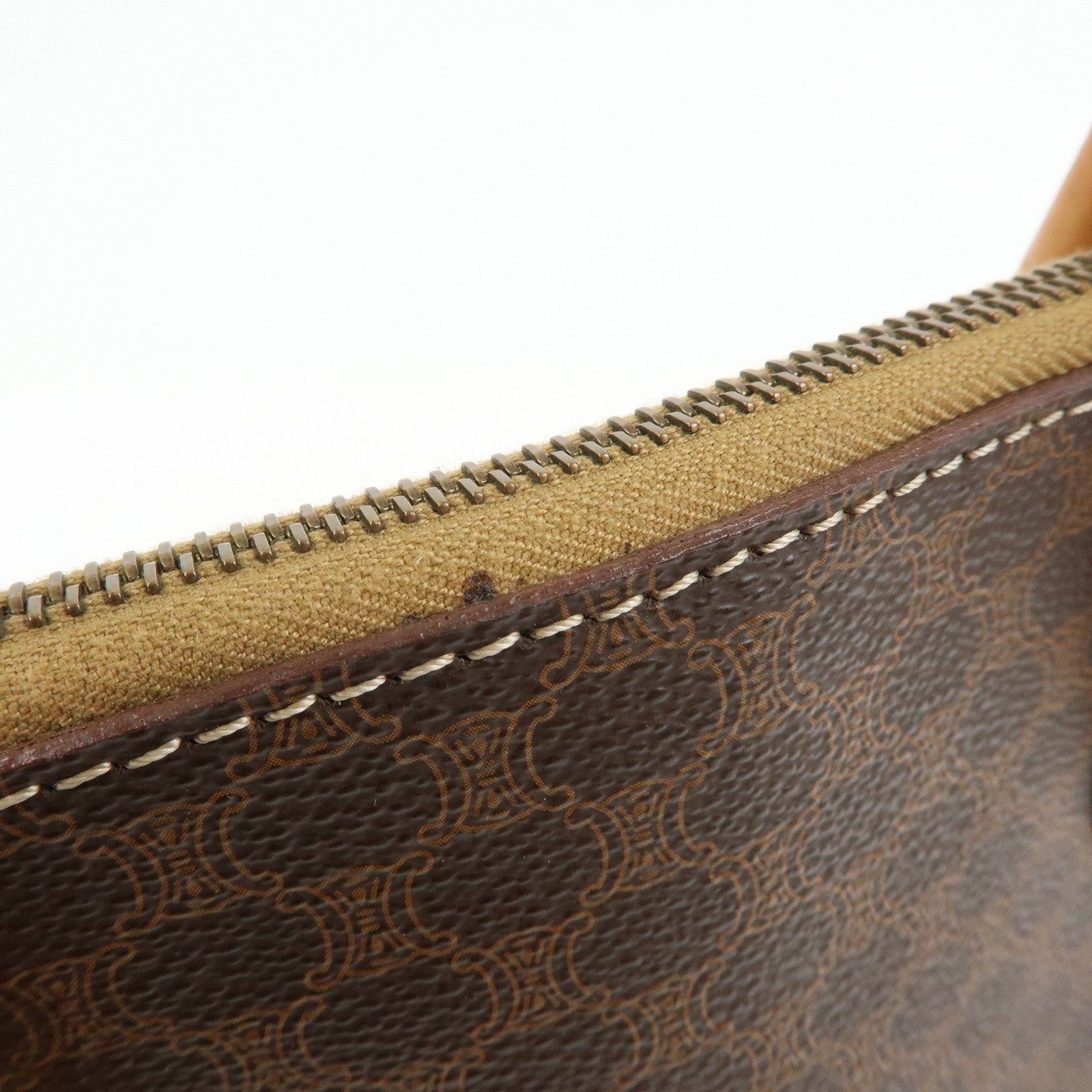 CELINE Macadam PVC Leather 2Way Bag Hand Bag Dome Bag Brown