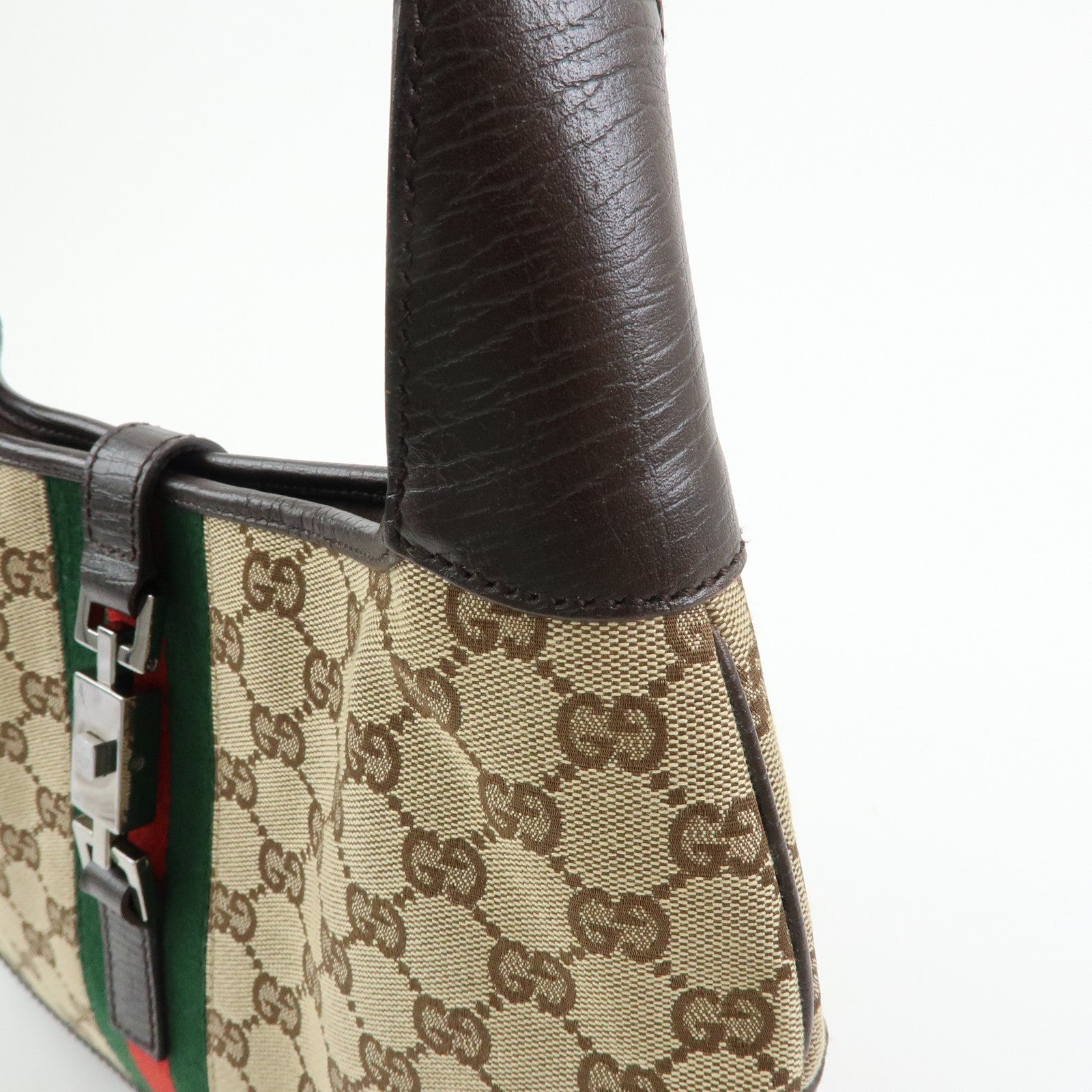 GUCCI Sherry Jackie GG Canvas Leather Shoulder Bag Hand Bag 00963