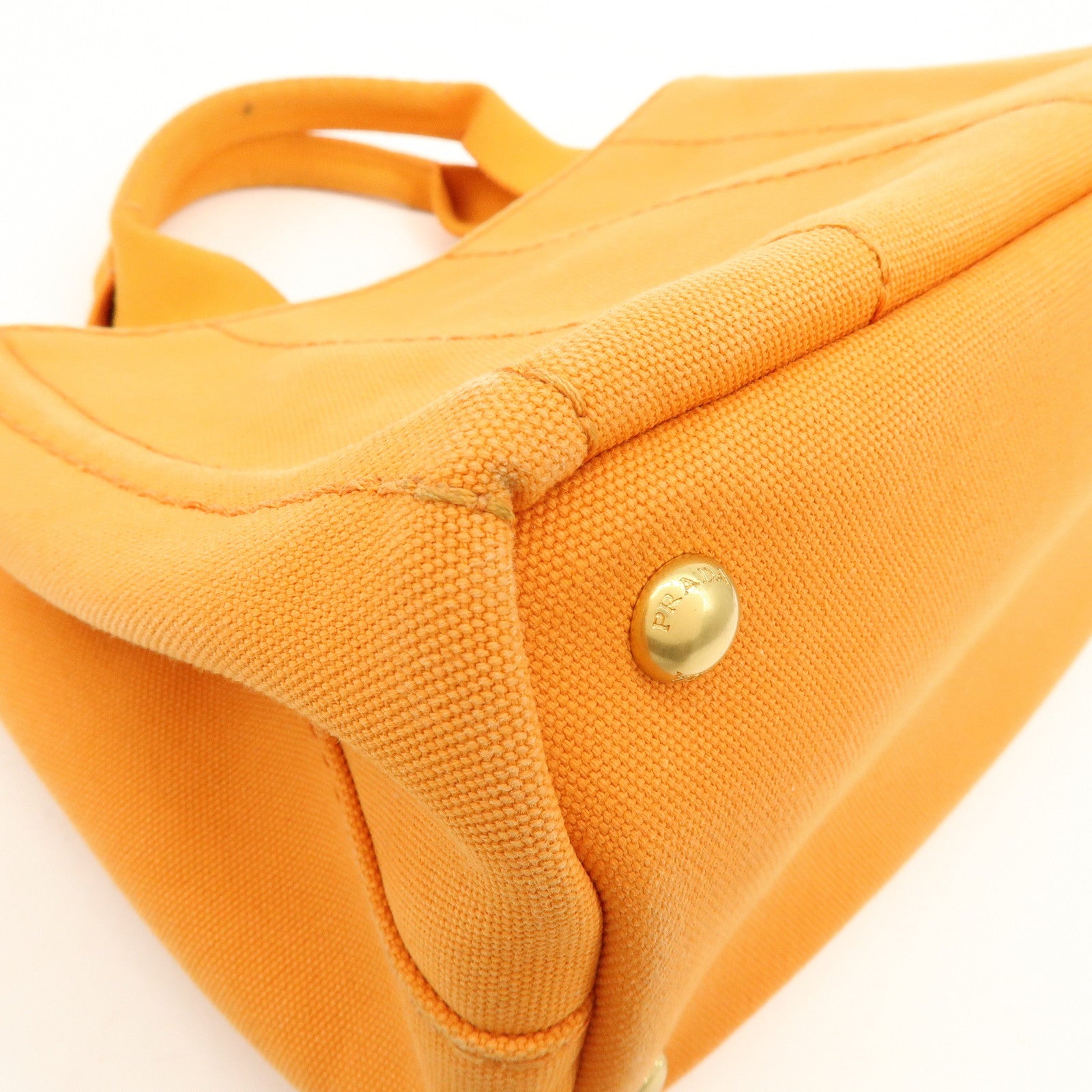 PRADA Canapa Mini Canvas Tote Bag Hand Bag BN2439 Orange