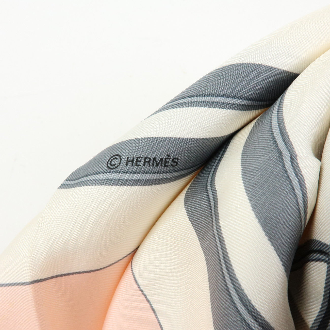 HERMES Carre 90 Silk 100% Scarf BRIDES DE GALA Pink White