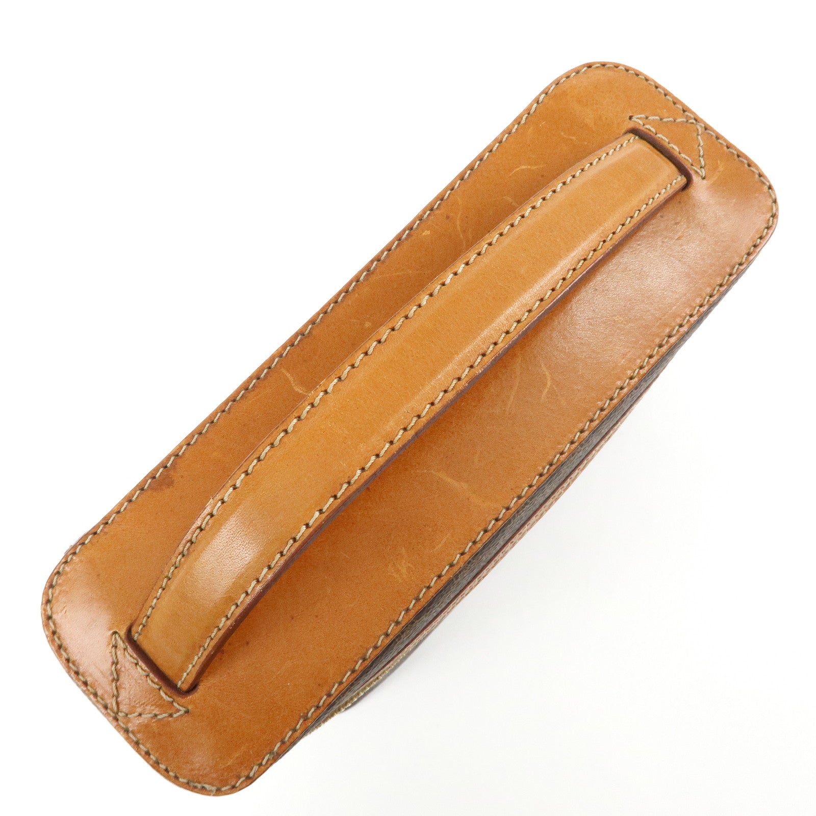 CELINE Macadam PVC Leather Hand Bag Pouch Cosmetic Pouch Brown