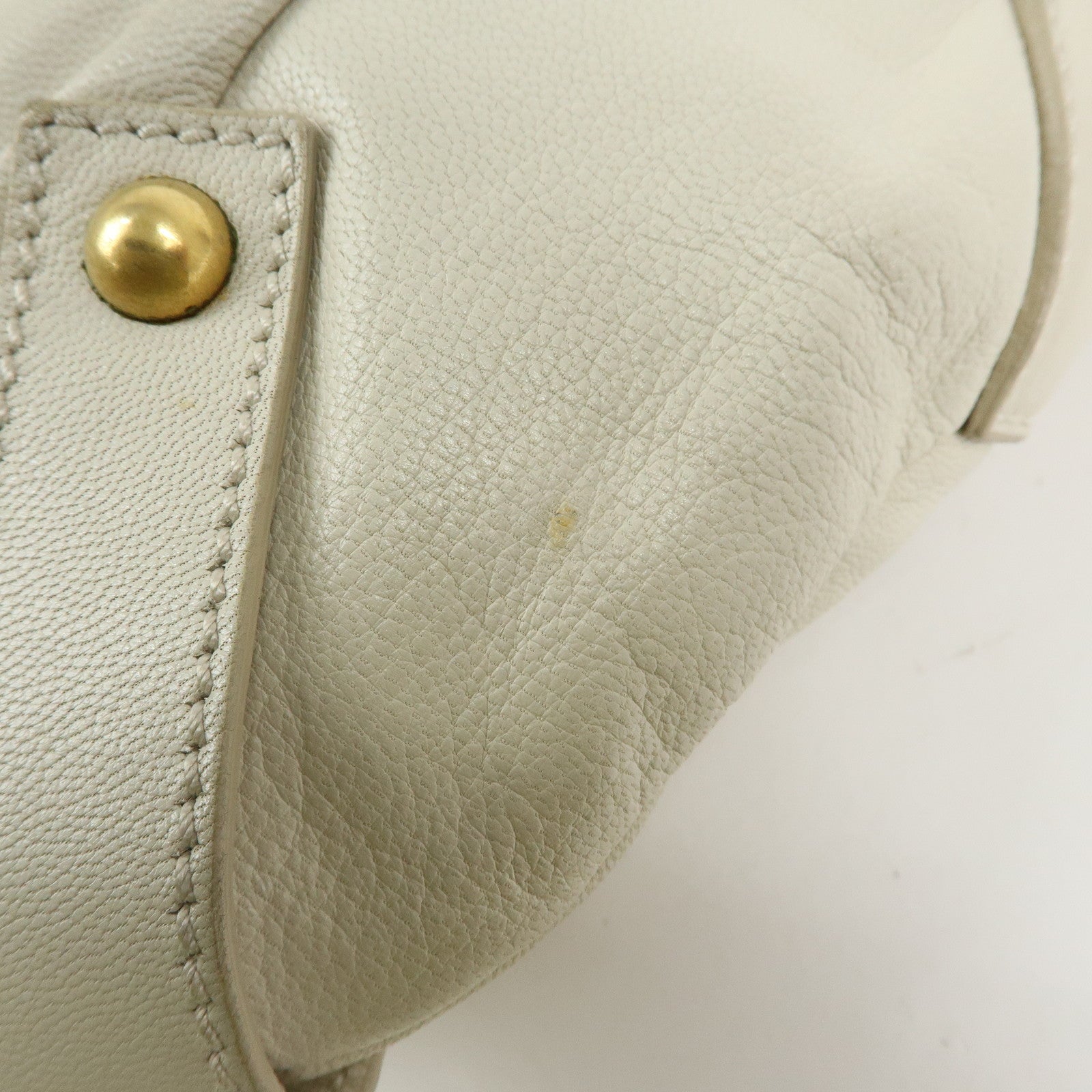 SAINT LAURENT PARIS YSL Ribbon Leather Shoulder Bag Ivory 151216