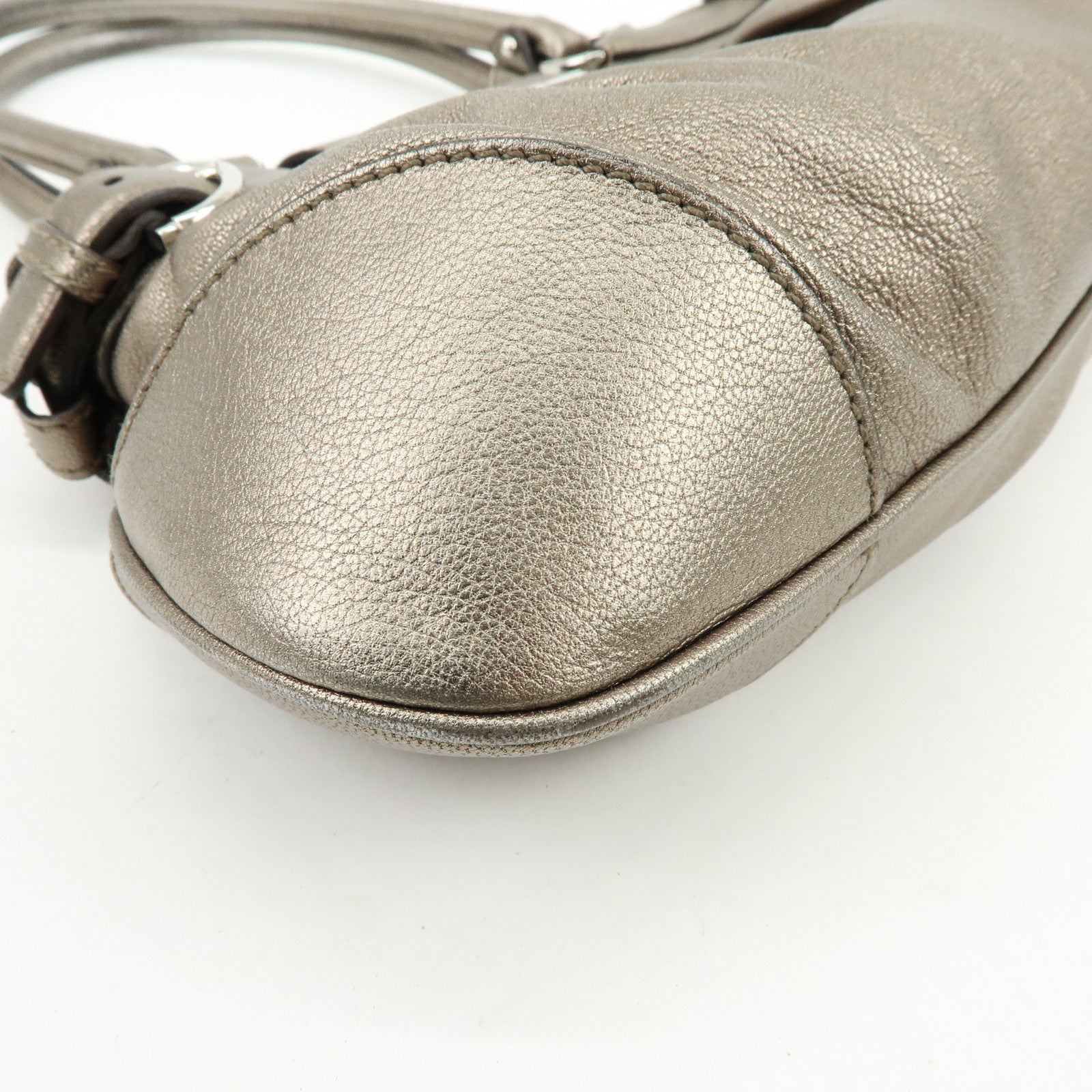 Ferragamo Gancini Leather Hand Bag Shoulder Bag Bronze