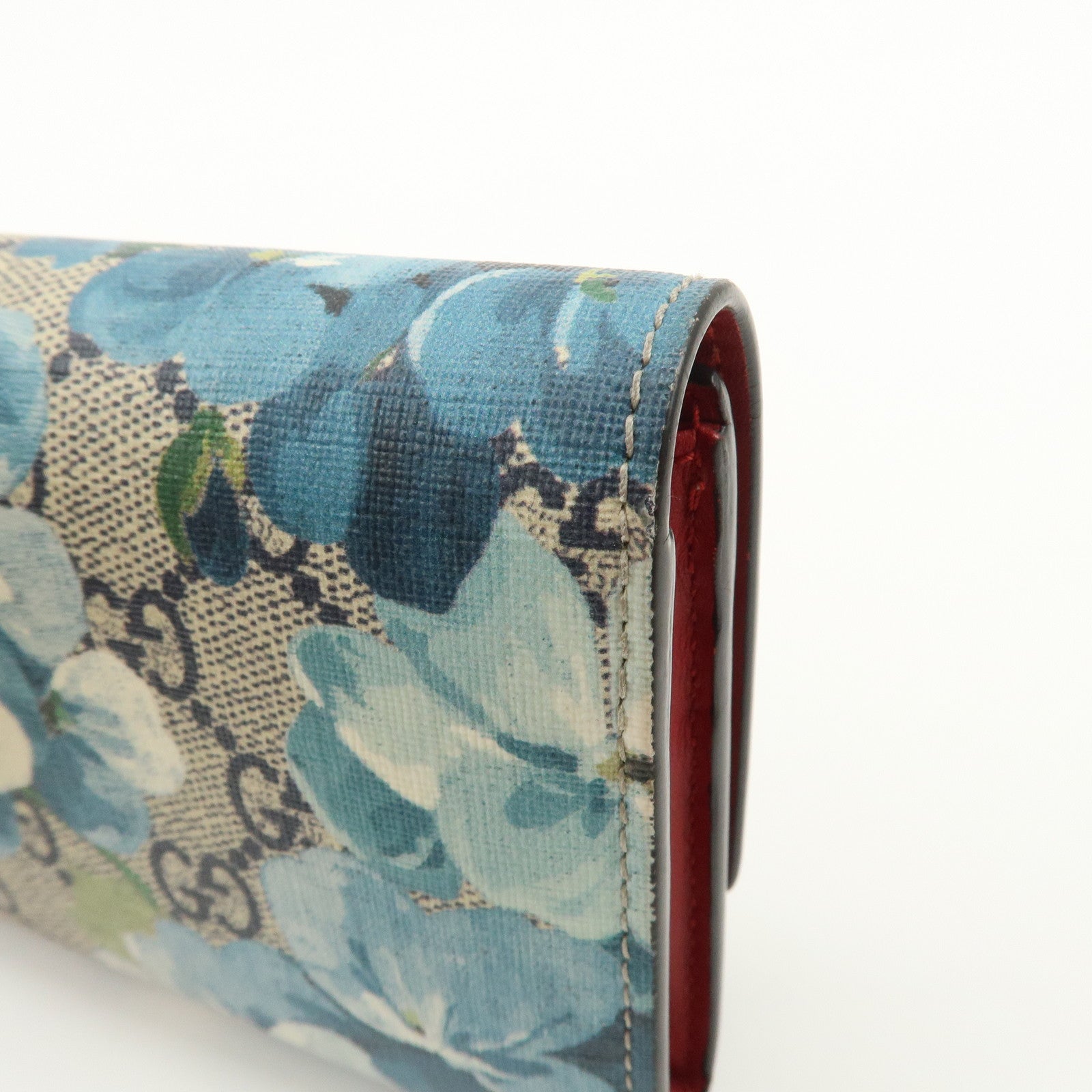 GUCCI GG Blooms GG Supreme Continental Wallet Beige Blue 404070