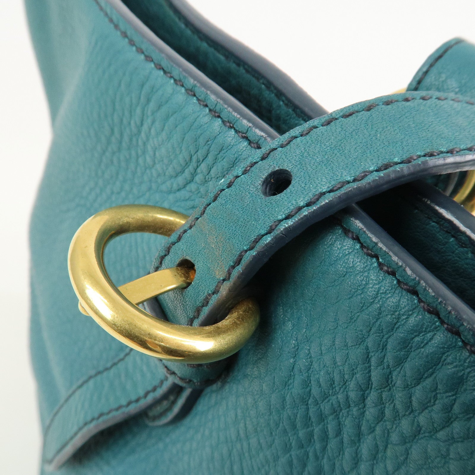 MIU MIU Logo Leather 2Way Bag Hand Bag Shoulder Bag Blue RR1905
