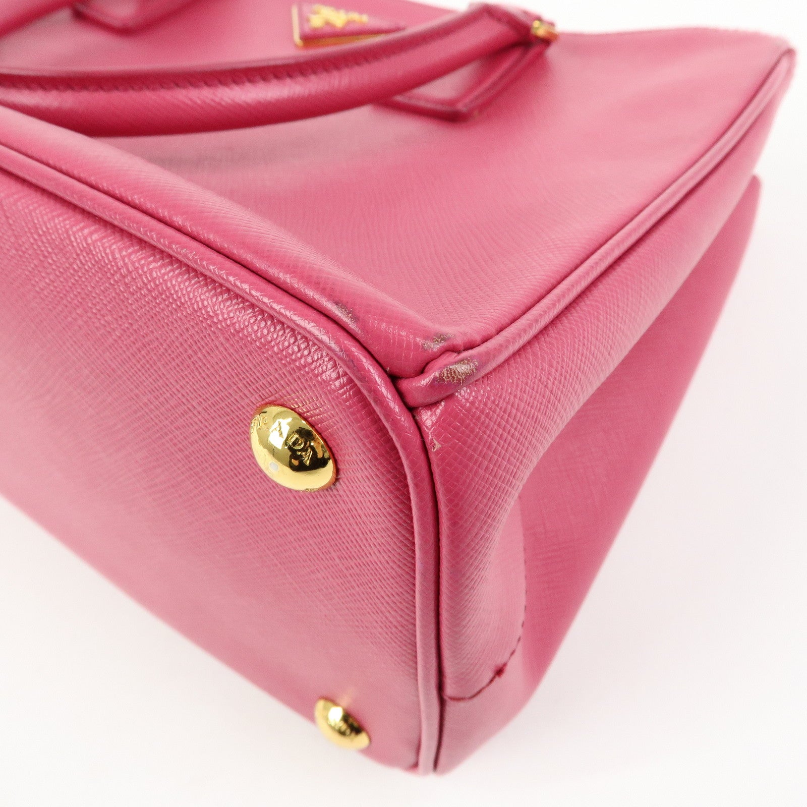 PRADA Triangle Logo Saffiano Leather 2Way Hand Bag Pink BN1801