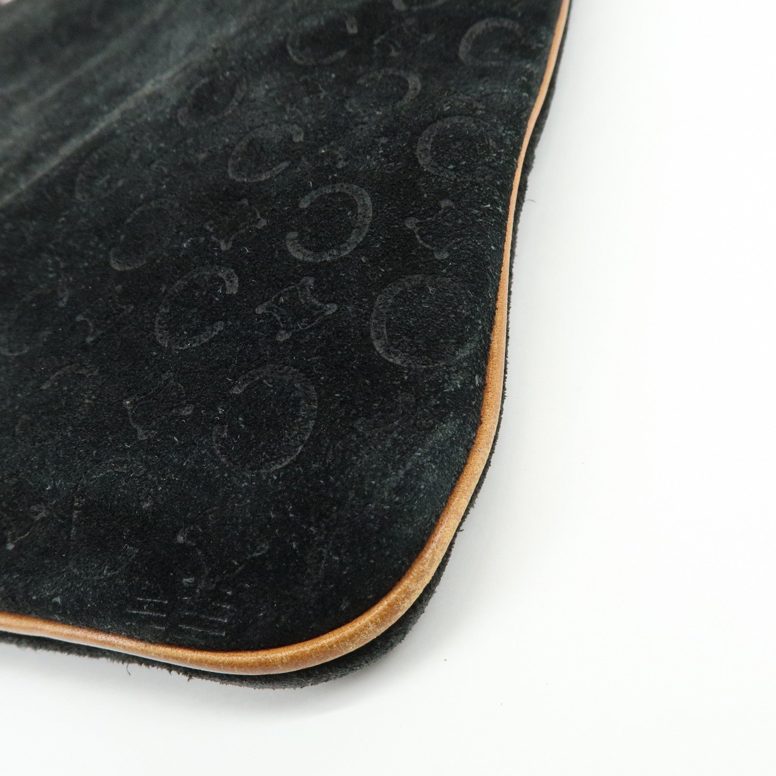 CELINE C Macadam Suede Leather Shoulder Bag Hand Bag Black