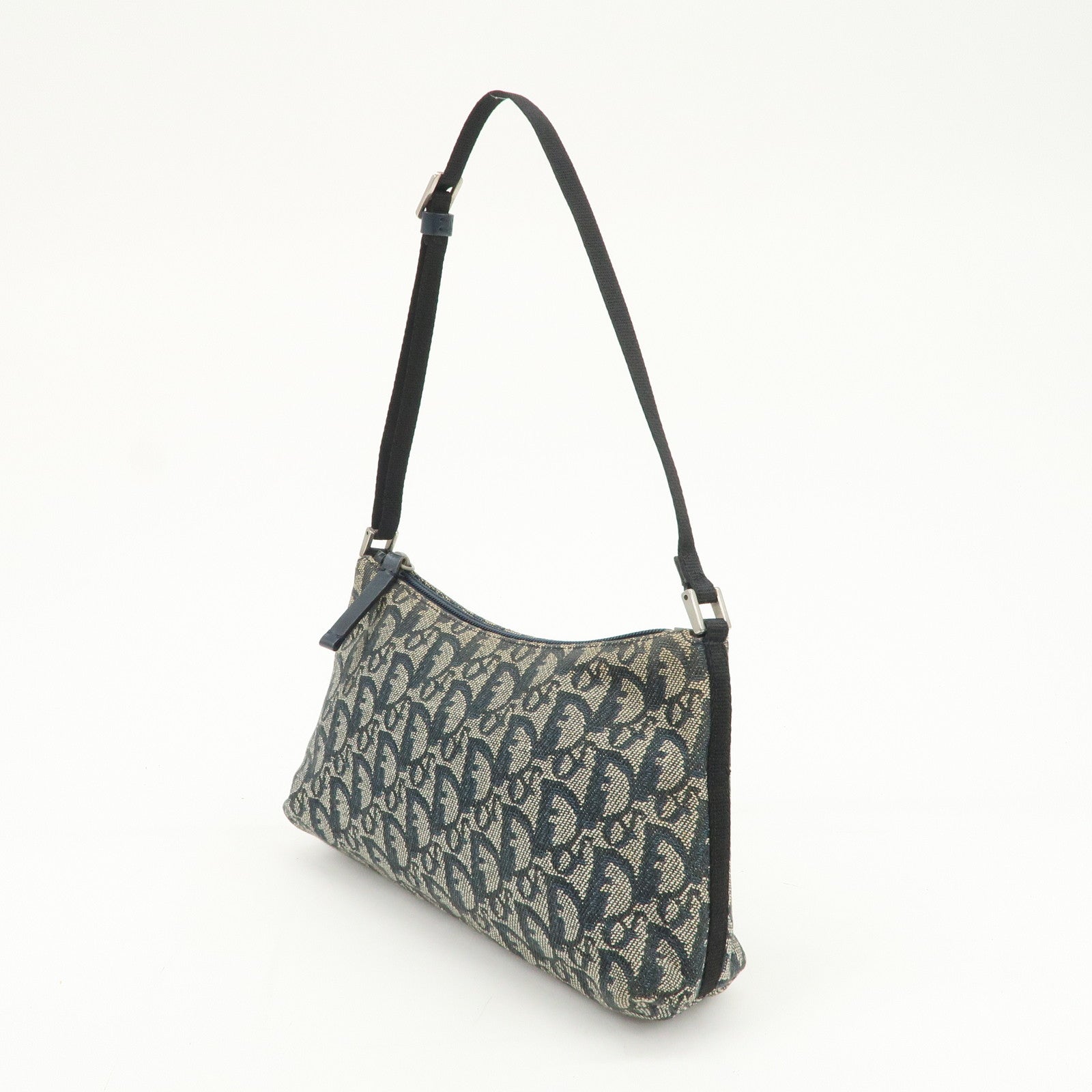 Christian Dior Trotter Canvas Leather Shoulder Bag Hand Bag Navy