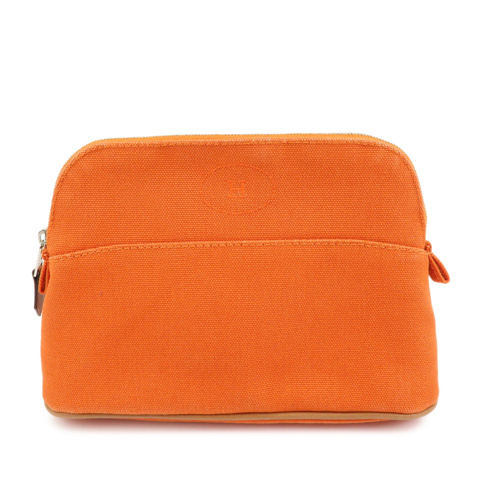 HERMES Bolide Pouch 20 Toile H Canvas Pouch Cosmetic Pouch Orange