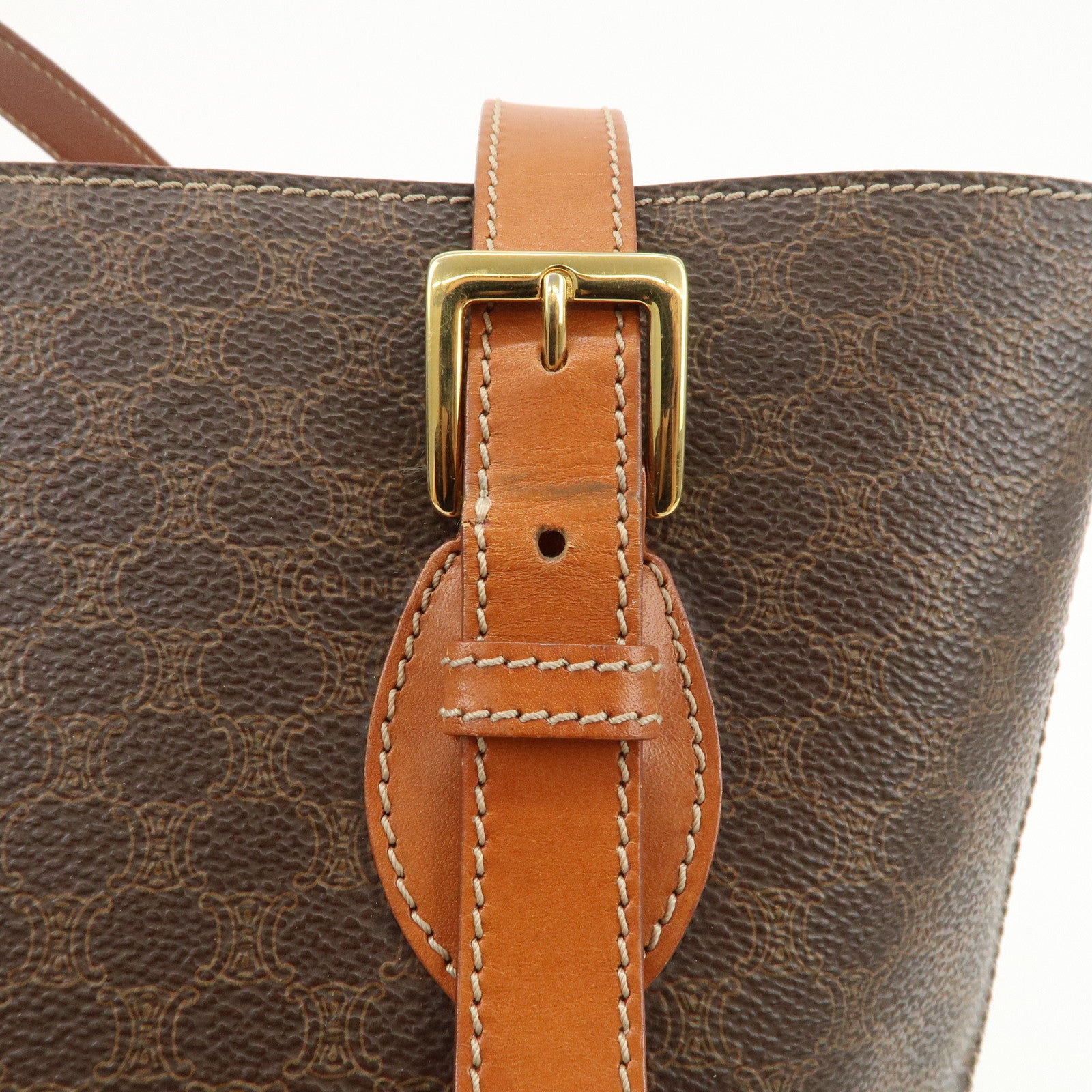 CELINE Macadam PVC Leather Tote Bag Shoulder Bag Brown