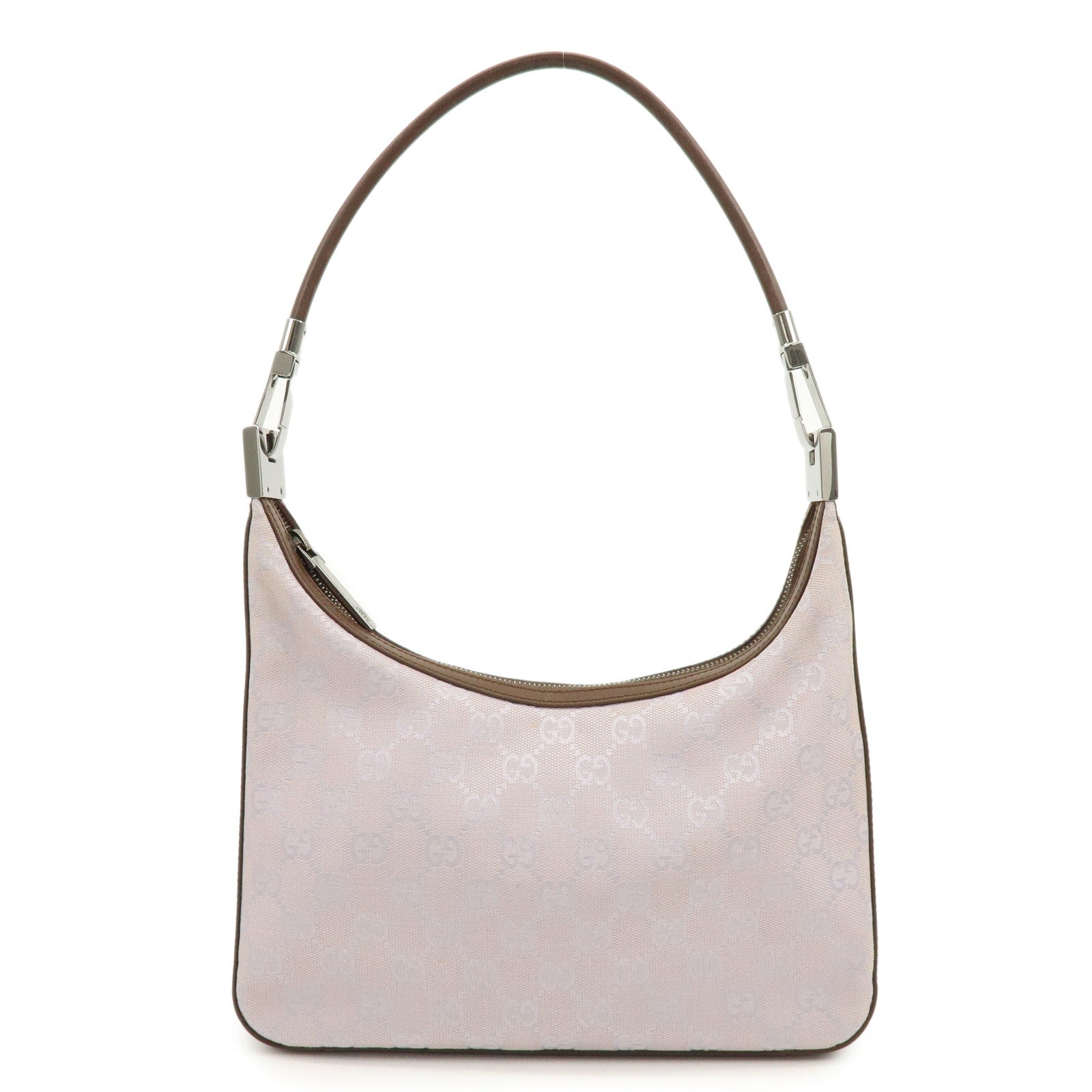 GUCCI GG Canvas Leather Shoulder Bag Hand Bag Purple Brown 01233