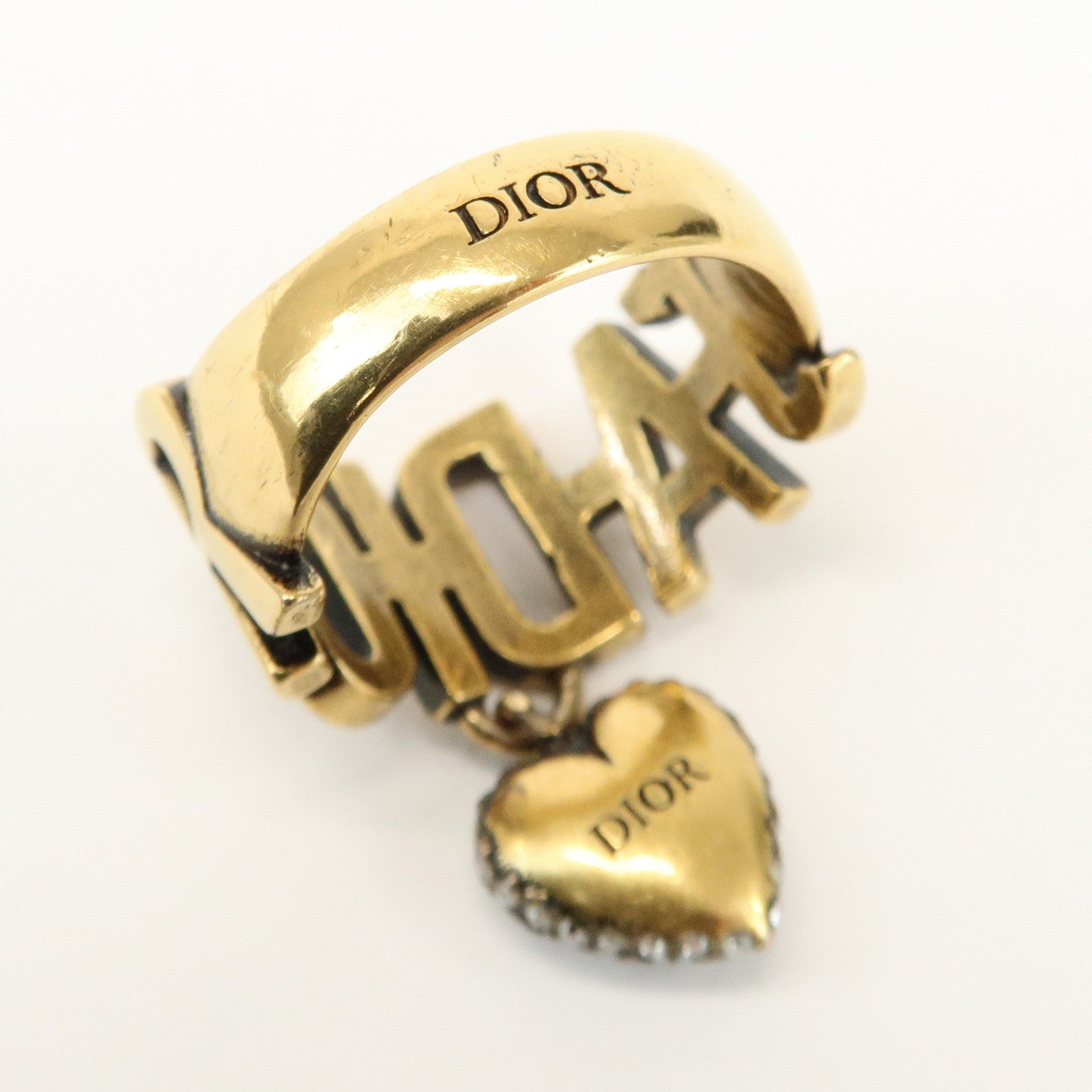 Christian Dior J'ADIOR Metal Rhinestone Star Heart Ring M Gold