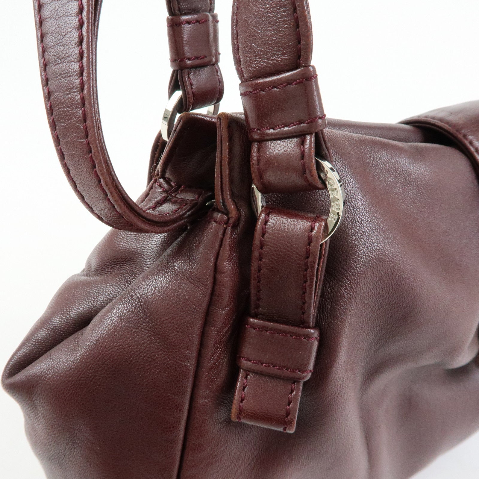 LOEWE Anagram Nappa Leather Hand Bag Shoulder Bag Bordeaux Brown
