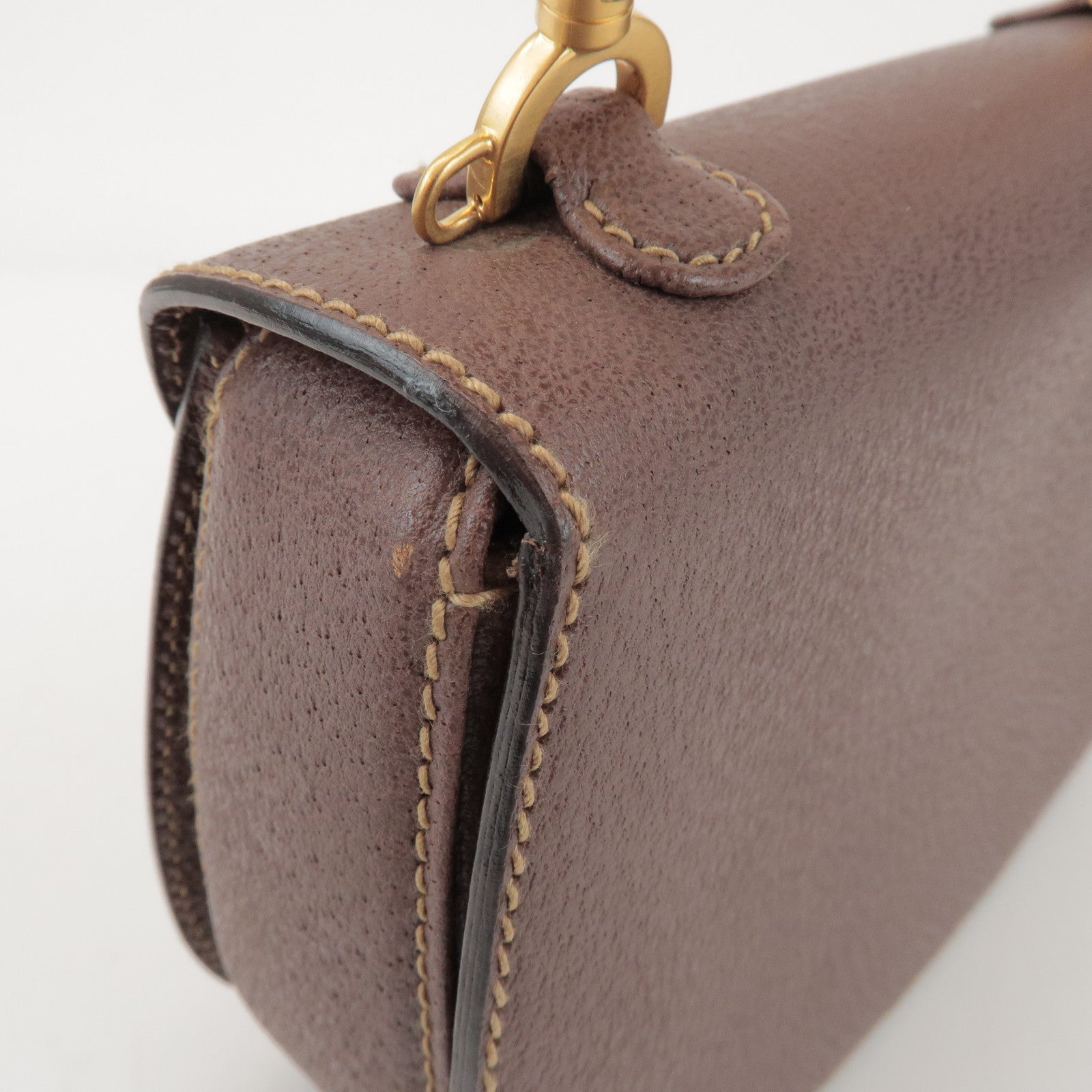 GUCCI Bamboo Leather 2Way Bag Hand Bag Shoulder Bag Brown 000 2040