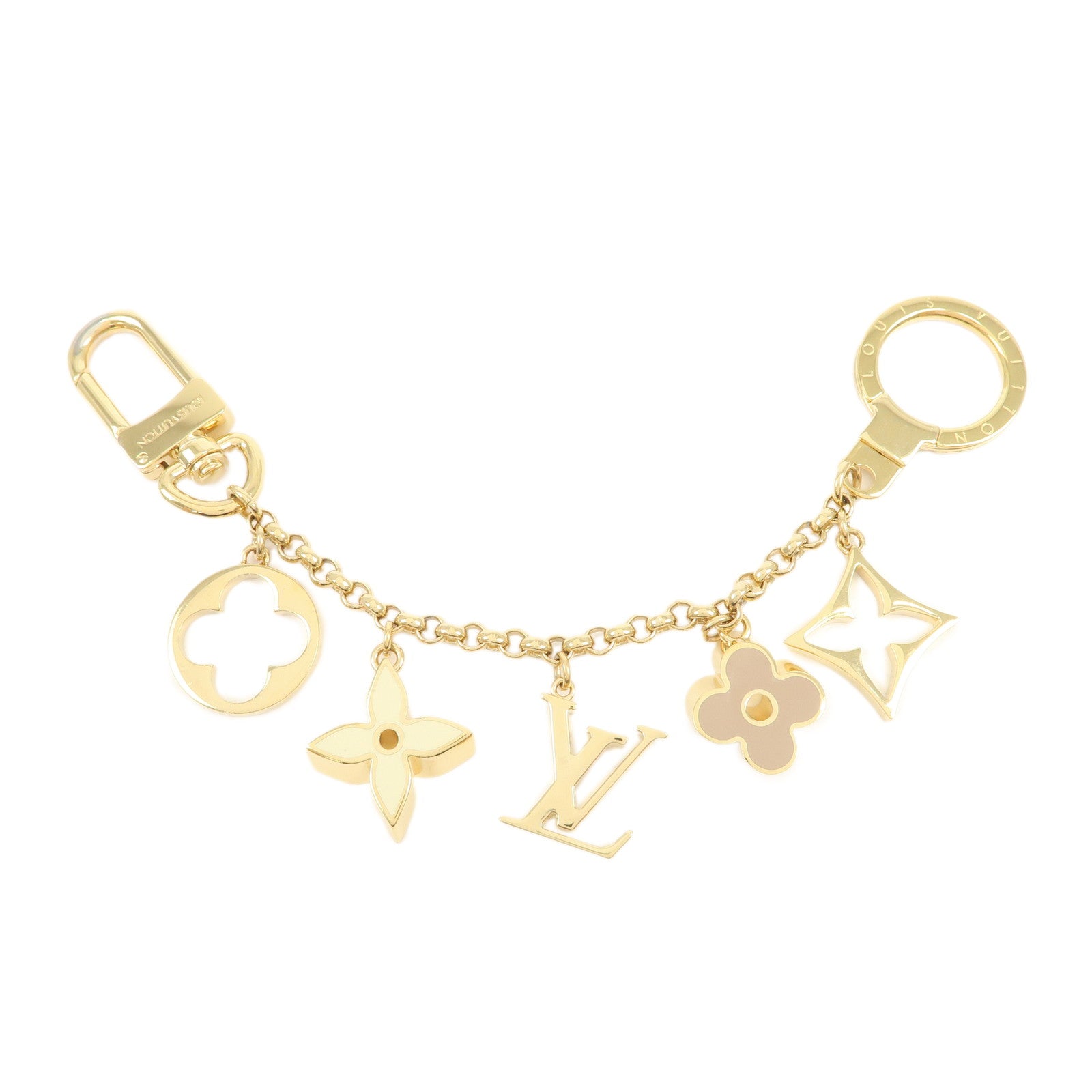 Louis Vuitton Fleur de Monogram Bag Charm Key Chain Gold M65111