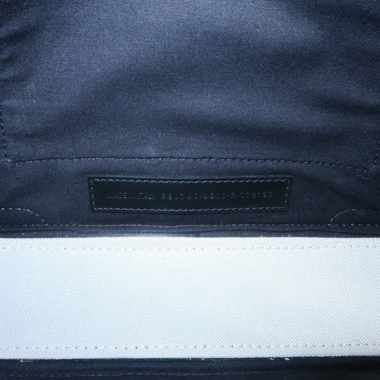 BALENCIAGA Navy Cabas XS Canvas Calf Skin 2Way Hand Bag 390346