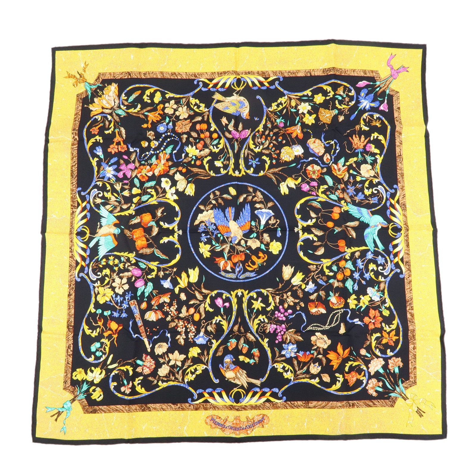 HERMES Carre 90 Silk 100% Scarf PIERRES D' ORIENT ET D' OCCIDENT