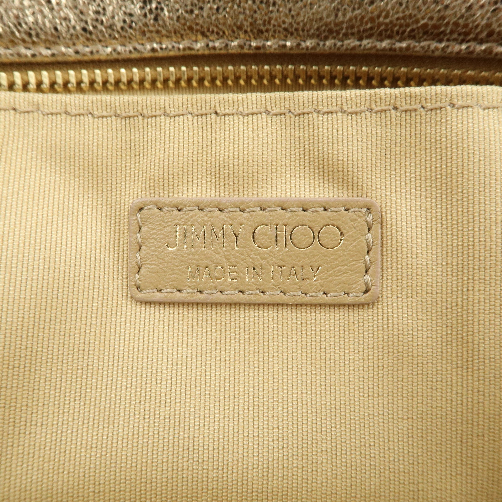 JIMMY CHOO Star Studs Leather Clutch Bag Gold Used
