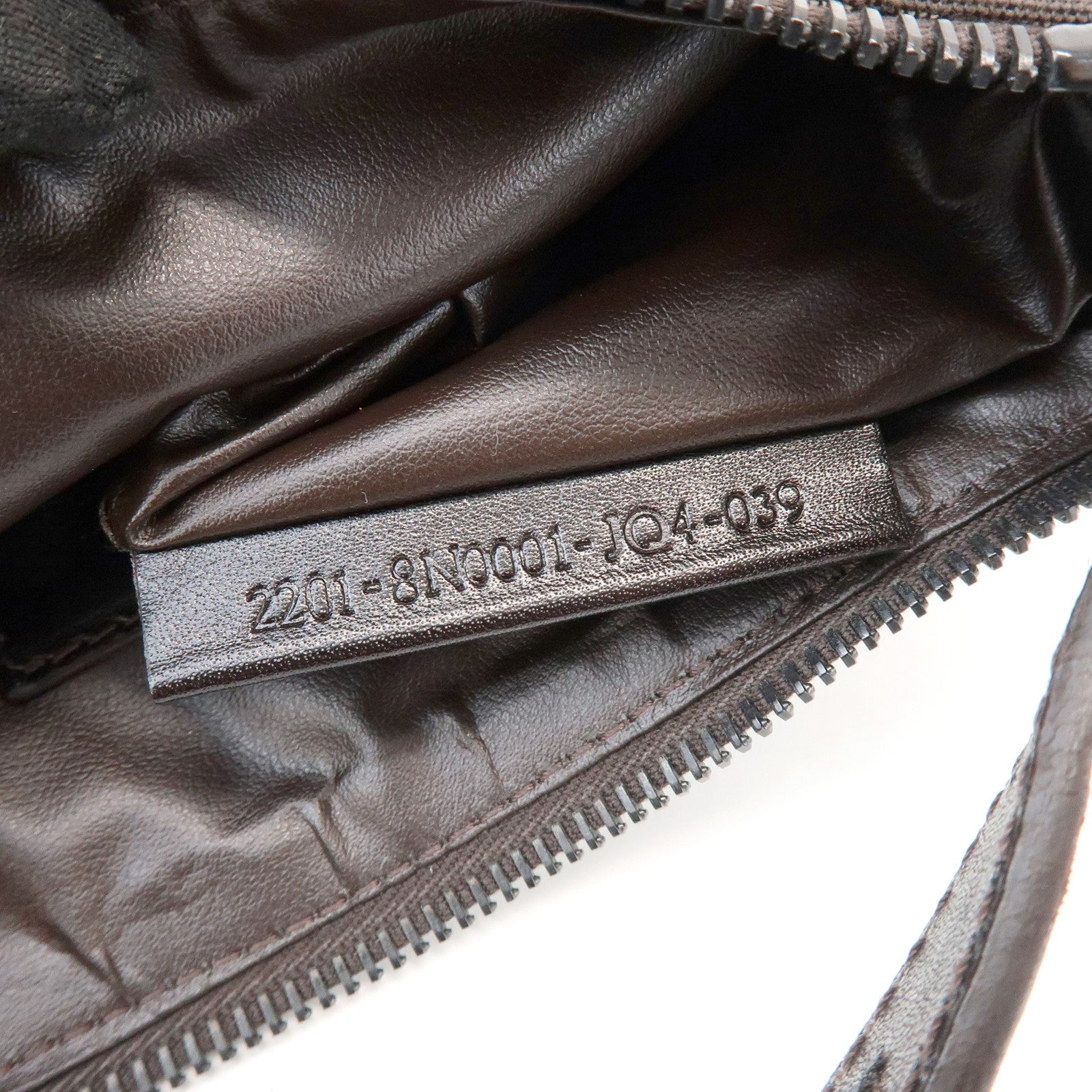 FENDI Zucchino Canvas Leather Hand Bag Pouch Bag Brown 8N00001
