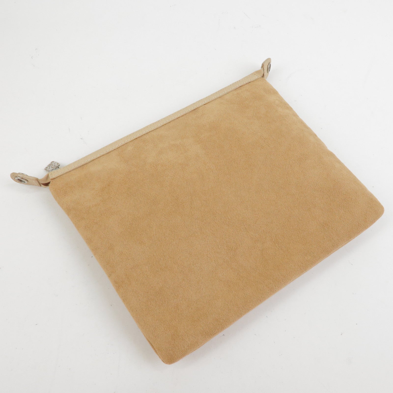 LOEWE Anagram Embossed Leather Tote Bag Hand Bag Beige