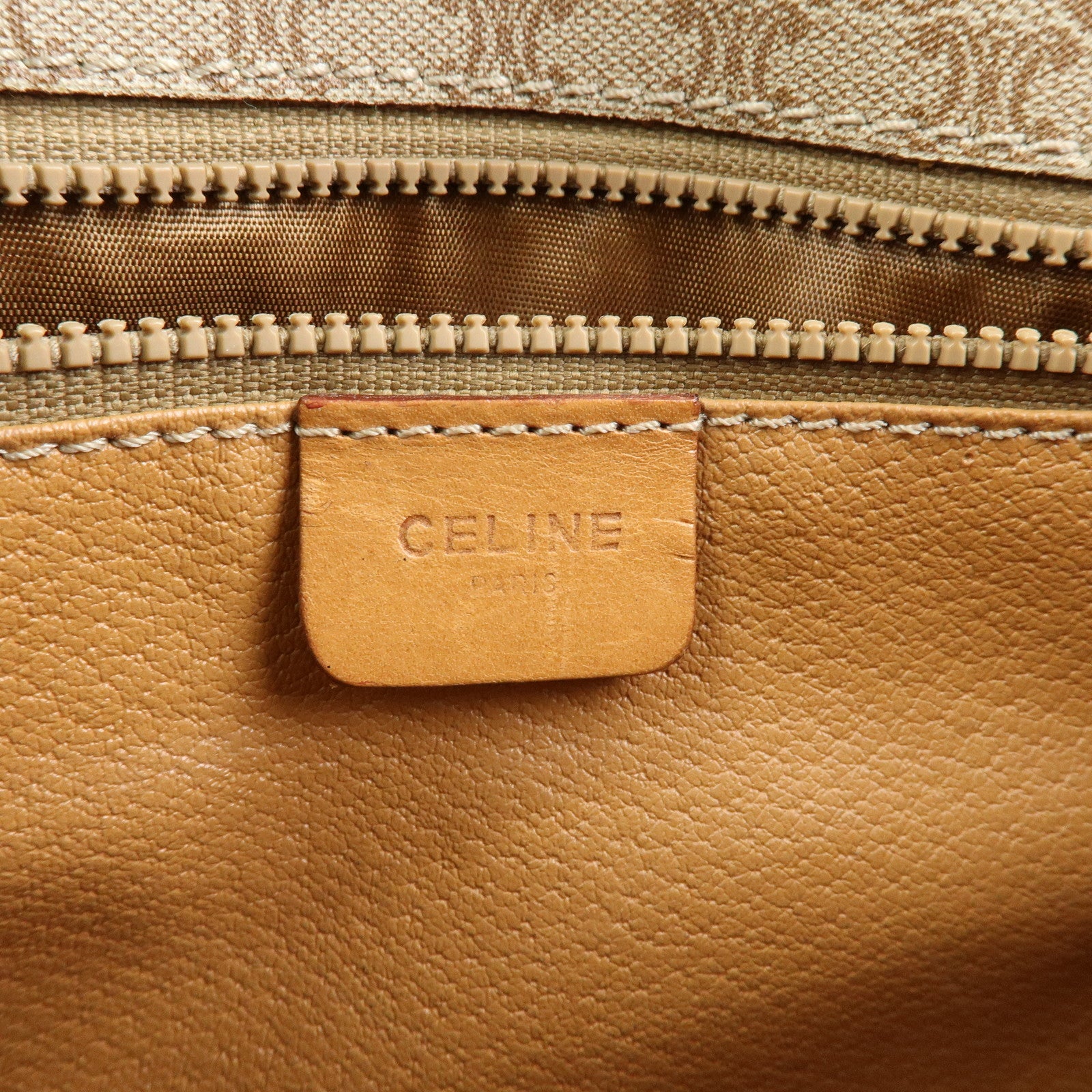 CELINE Macadam PVC Leather Shoulder Bag Beige Brown