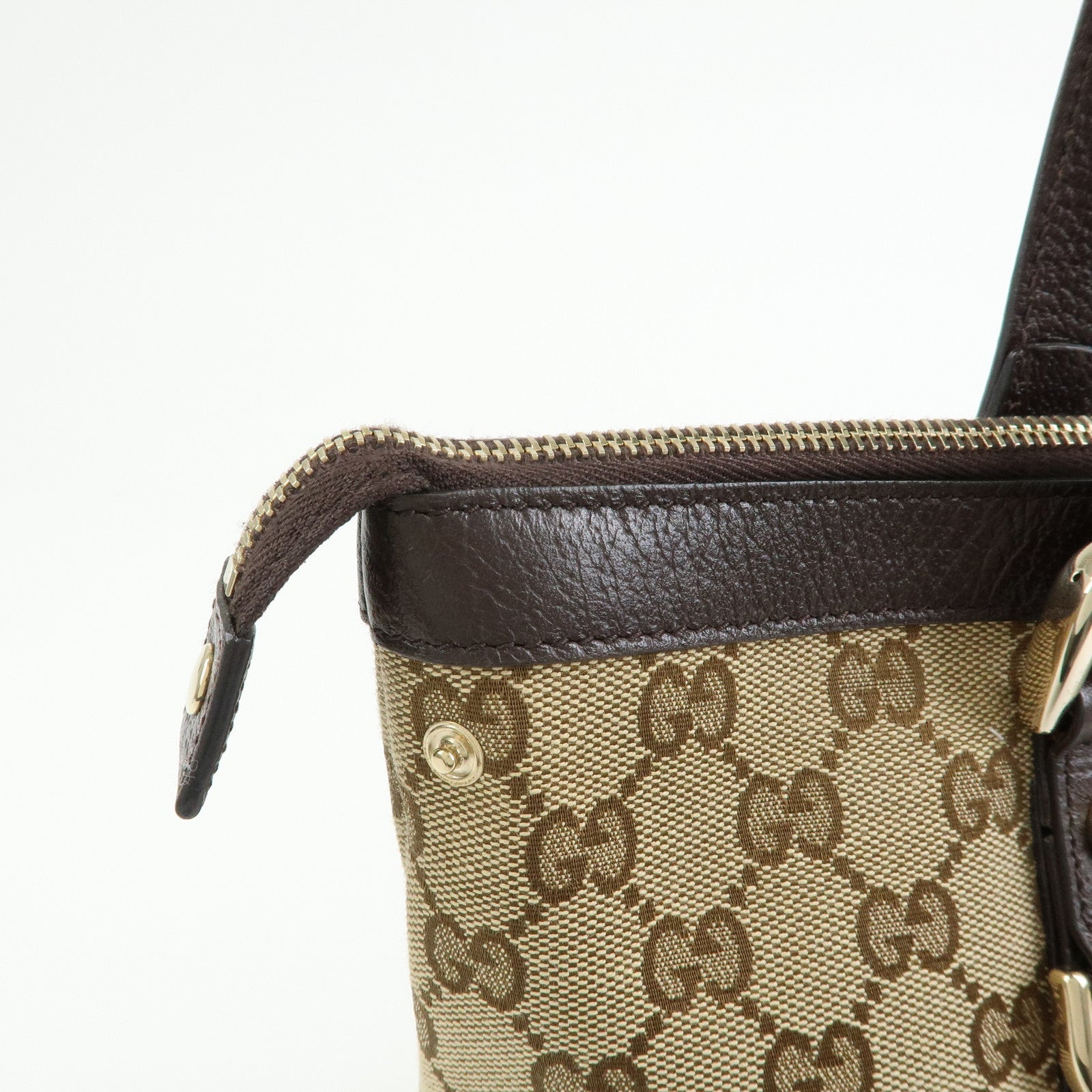 GUCCI Abbey GG Canvas Leather Tote Bag Hand Bag Beige Brown 141470