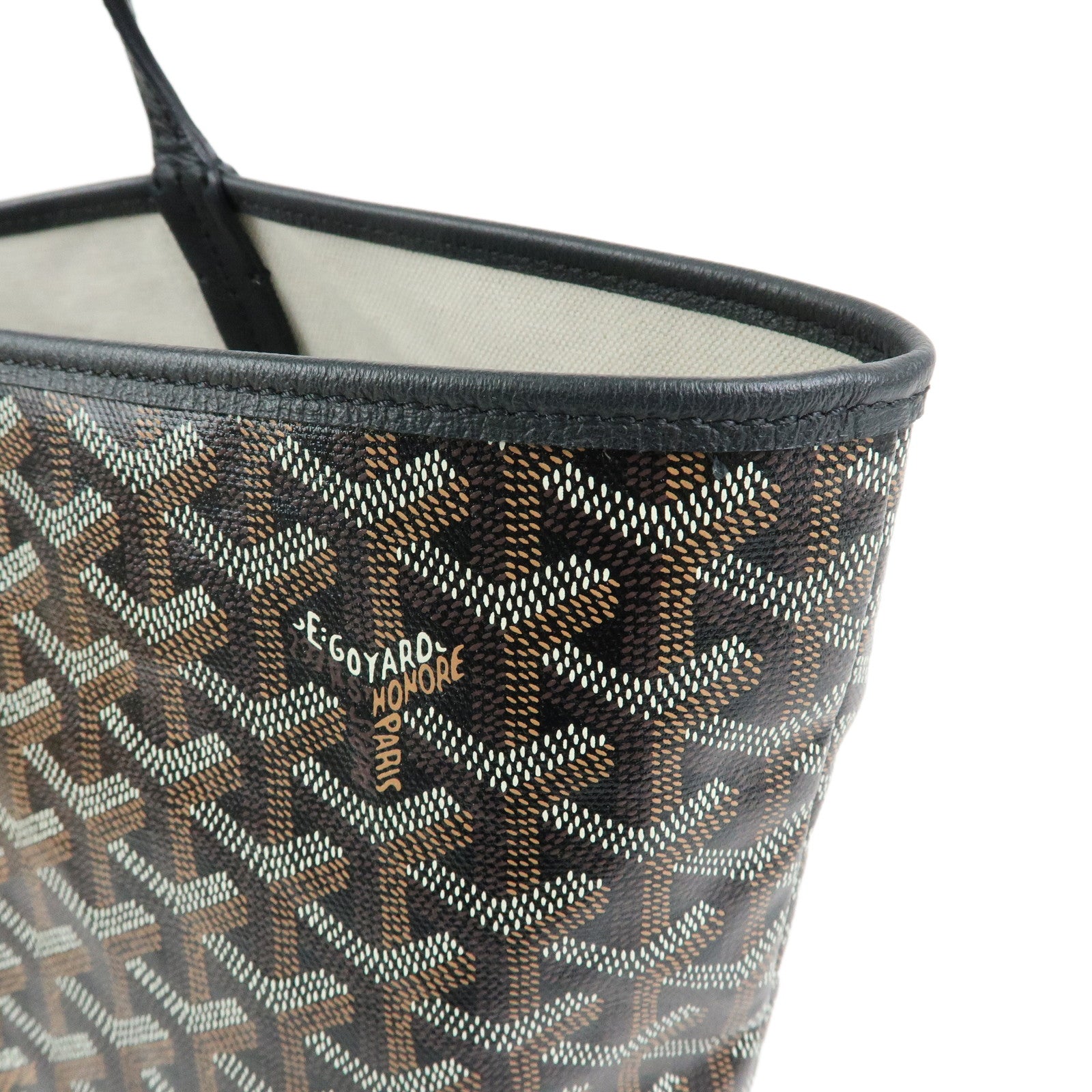 GOYARD Saint Louis PM PVC Leather Tote Bag Hand Bag Black Brown