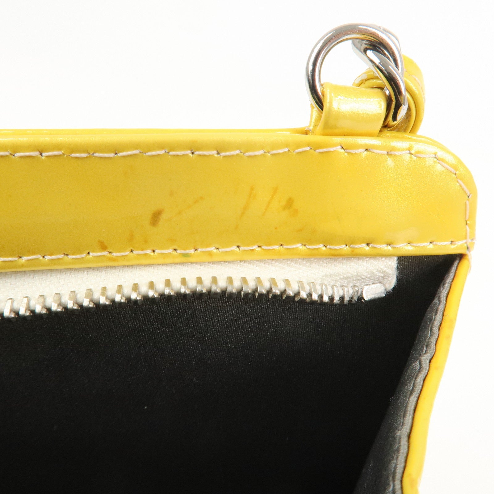 CHANEL Icon Line Patent Leather Chain Shoulder Bag Yellow A37156