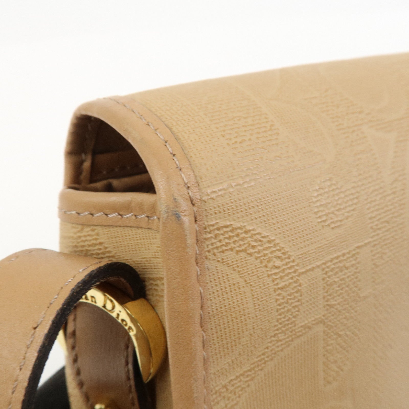 Christian Dior PVC Leather Shoulder Bag Crossbody Bag Brown