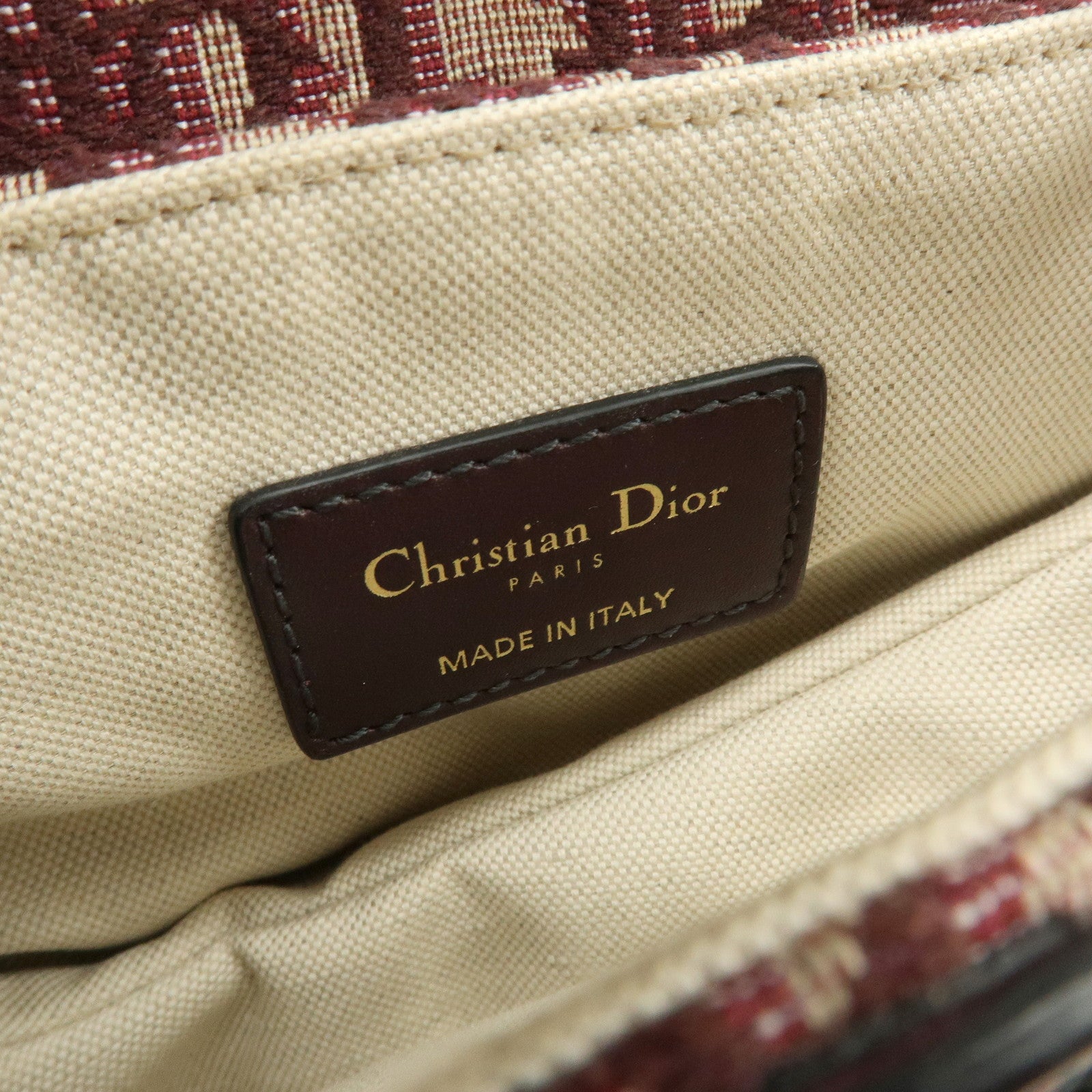 Christian Dior Oblique Jacquard Leather Mini Saddle Bag Hand Bag