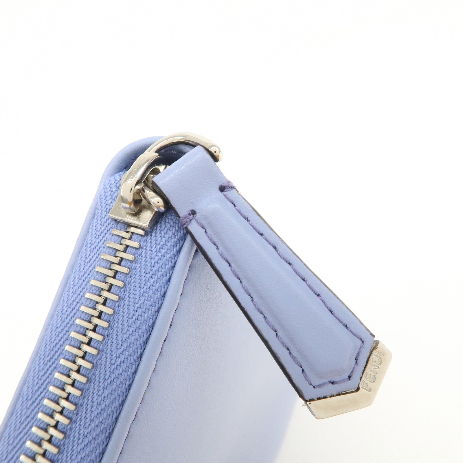 FENDI Plexiglass Studs Round Zippy Long Wallet Light Blue 8M0299