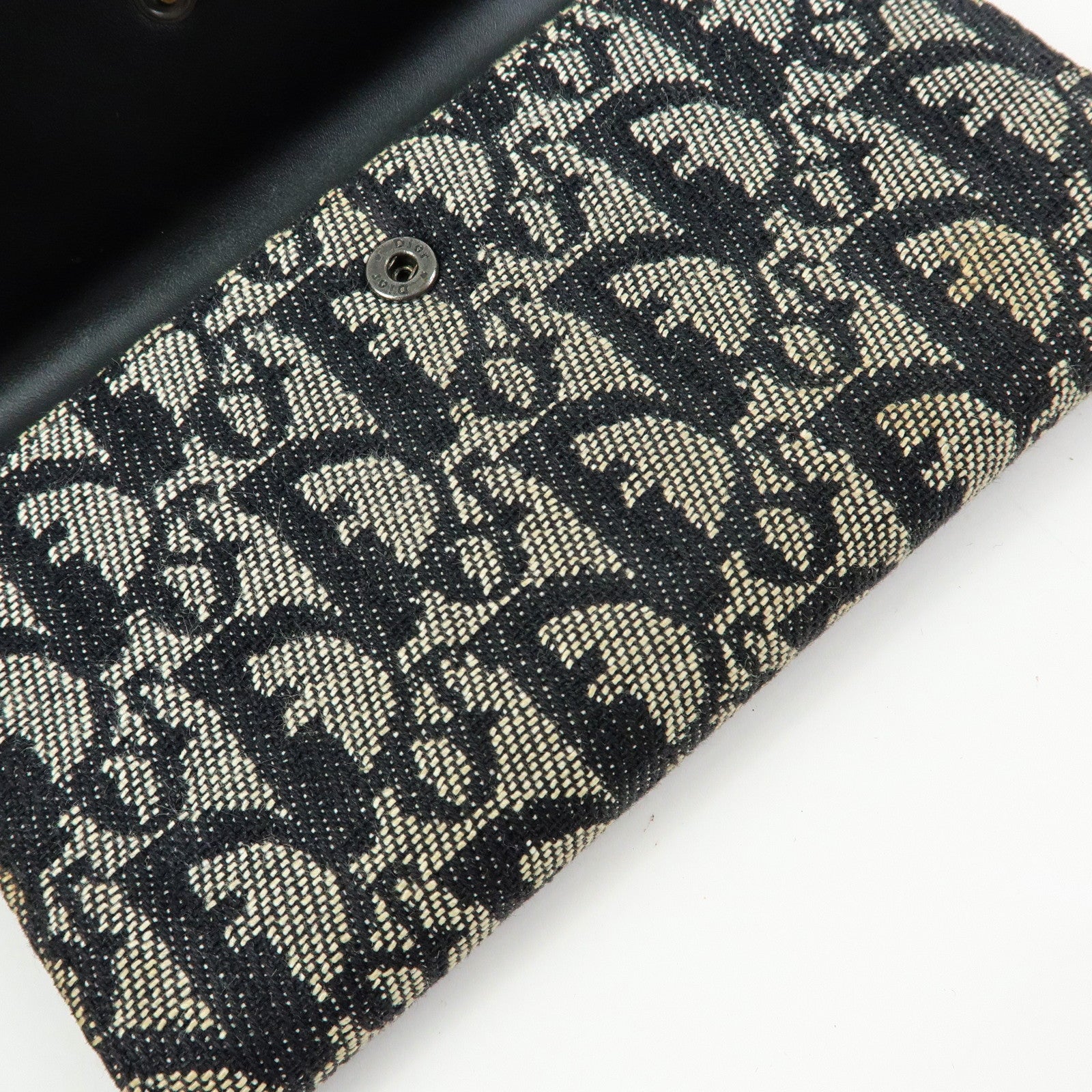 Christian Dior Oblique Jacquard Flap Long Wallet Navy White