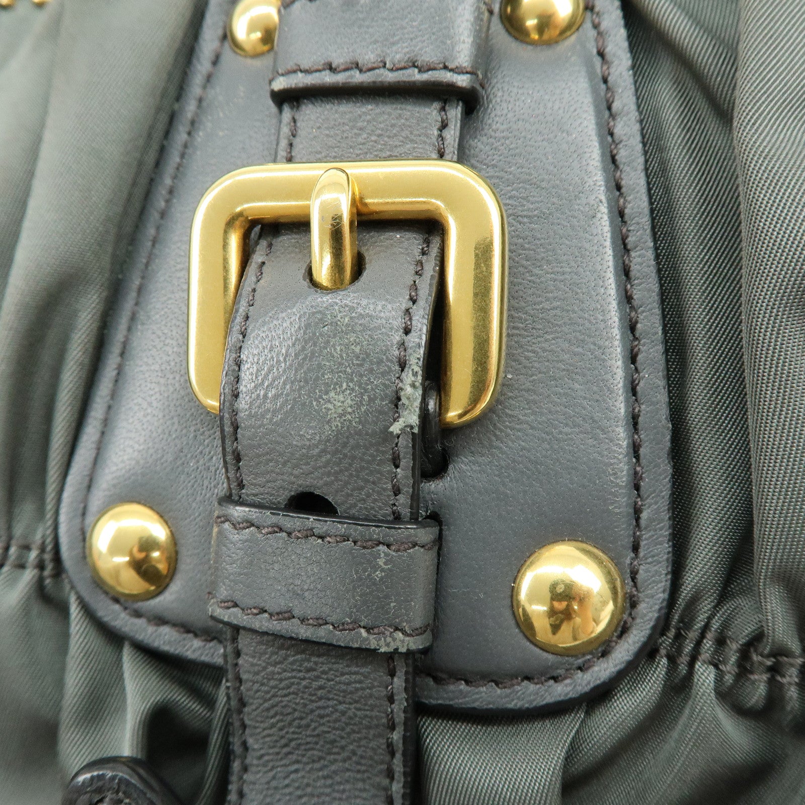 PRADA Nylon Leather 2Way Bag Hand Bag Shoulder Bag Gray BN1407