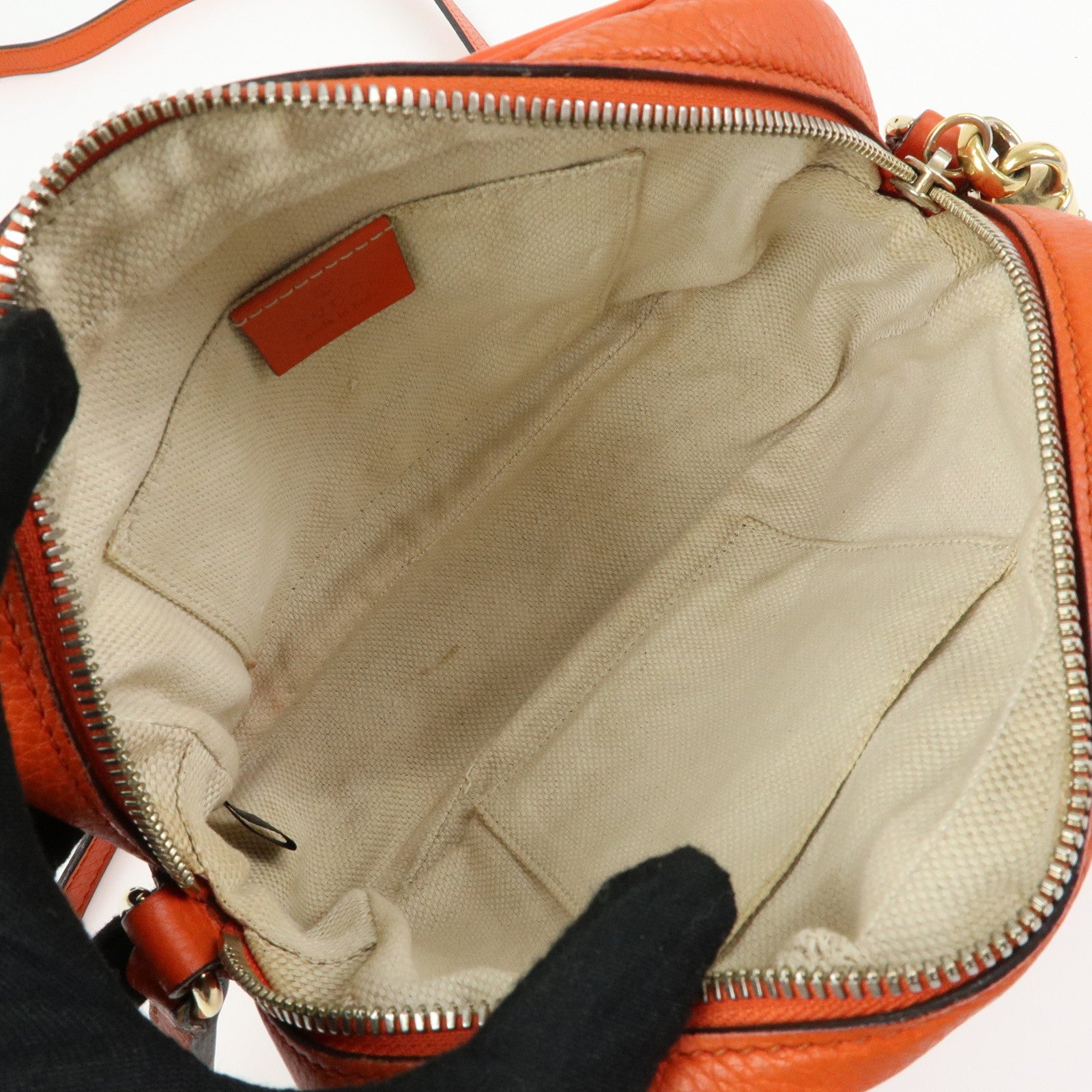 GUCCI SOHO Small Disco Leather Shoulder Bag Orange 308364