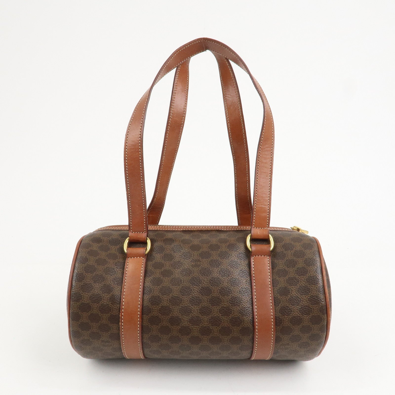 CELINE Macadam PVC Leather Hand Bag Boston Bag Brown