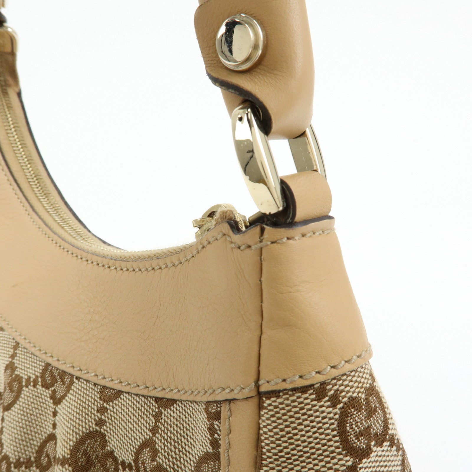 GUCCI Abbey GG Canvas Leather Shoulder Bag Hand Bag Beige 190525