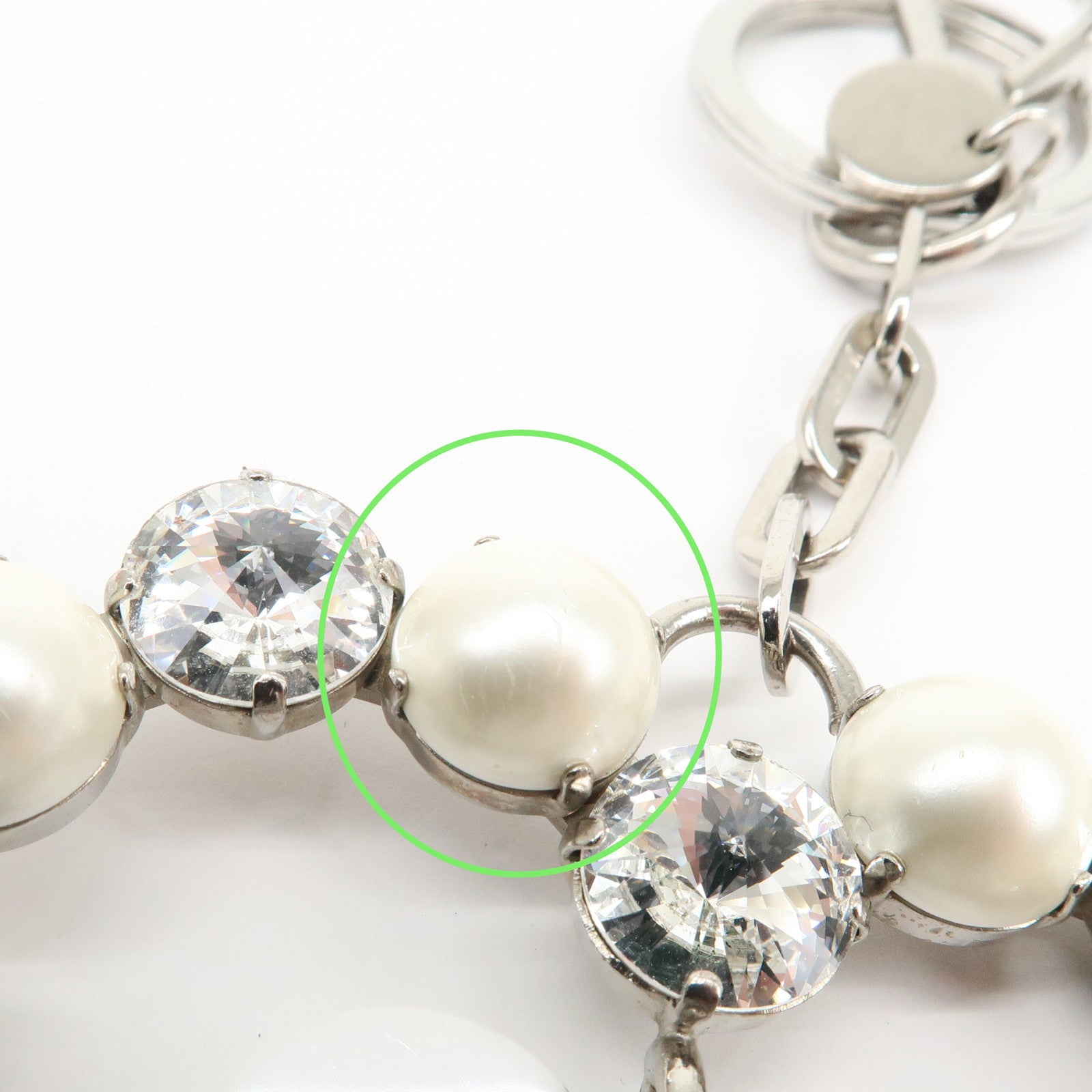 MIU MIU Metal Rhinestone Imitation Pear Heart Bag Charm Key Chain