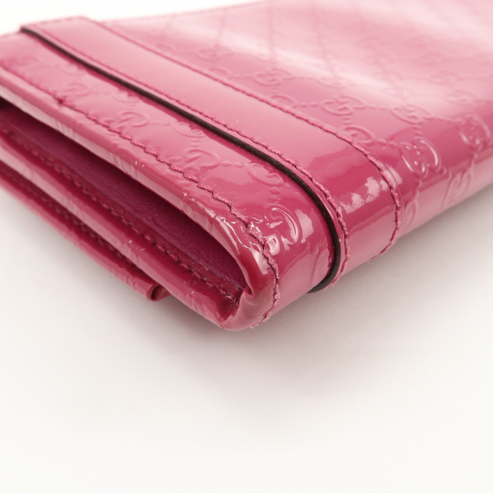 GUCCI Nice Micro Guccissima Patent Leather Long Wallet Pink 309760