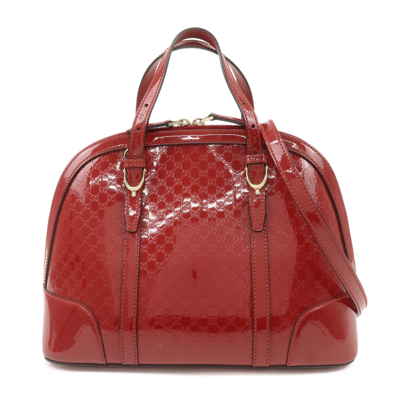 GUCCI Micro Guccissima Patent Leather 2way Hand Bag Red 309617 Used