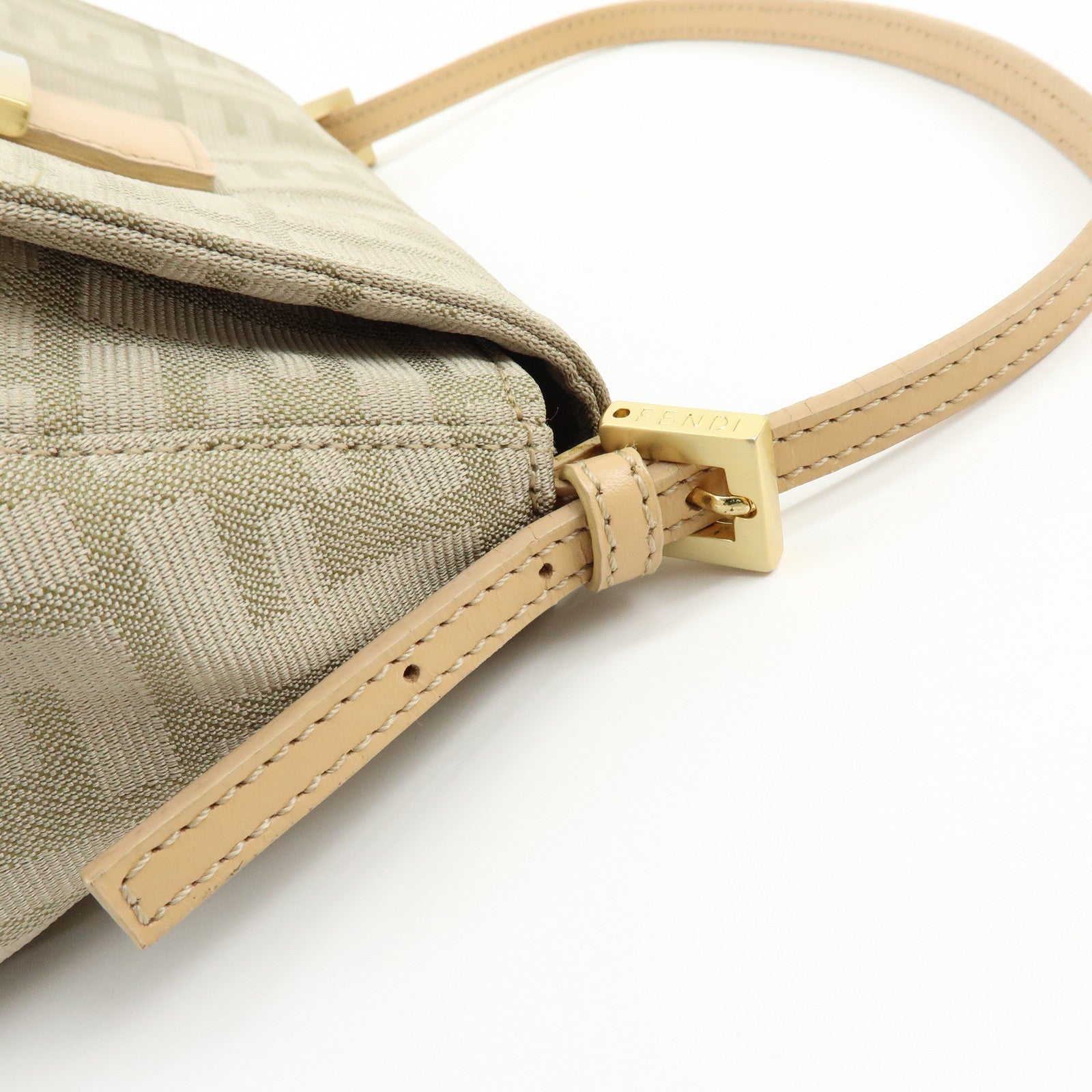 FENDI Zucca Canvas Leather Hand Bag Beige 8BR180