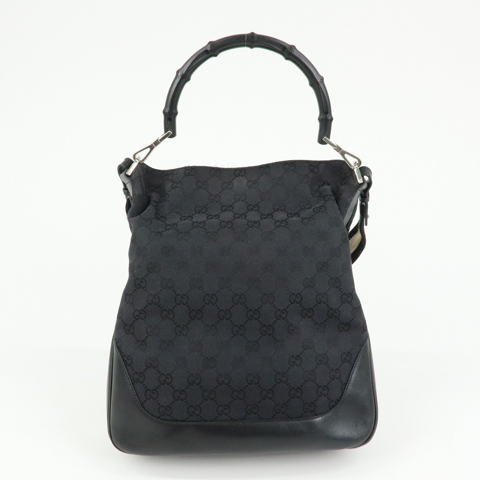 GUCCI Bamboo Sherry GG Canvas 2Way Bag Shoulder Bag Black 001・4058