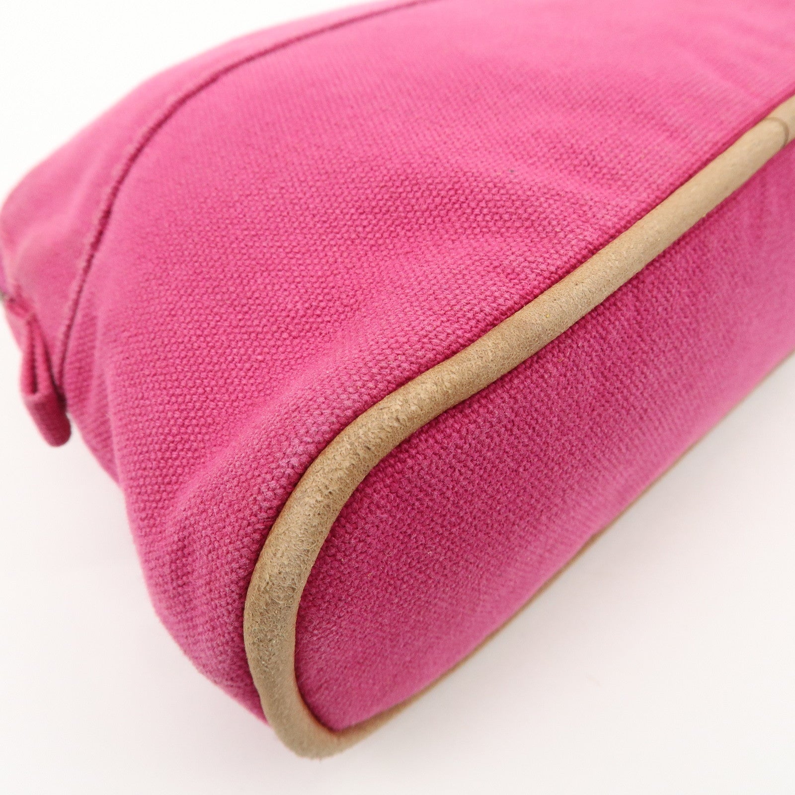 HERMES Set of 2 Leather Canvas Pouch Cosmetic Pouch Pink Blue Used