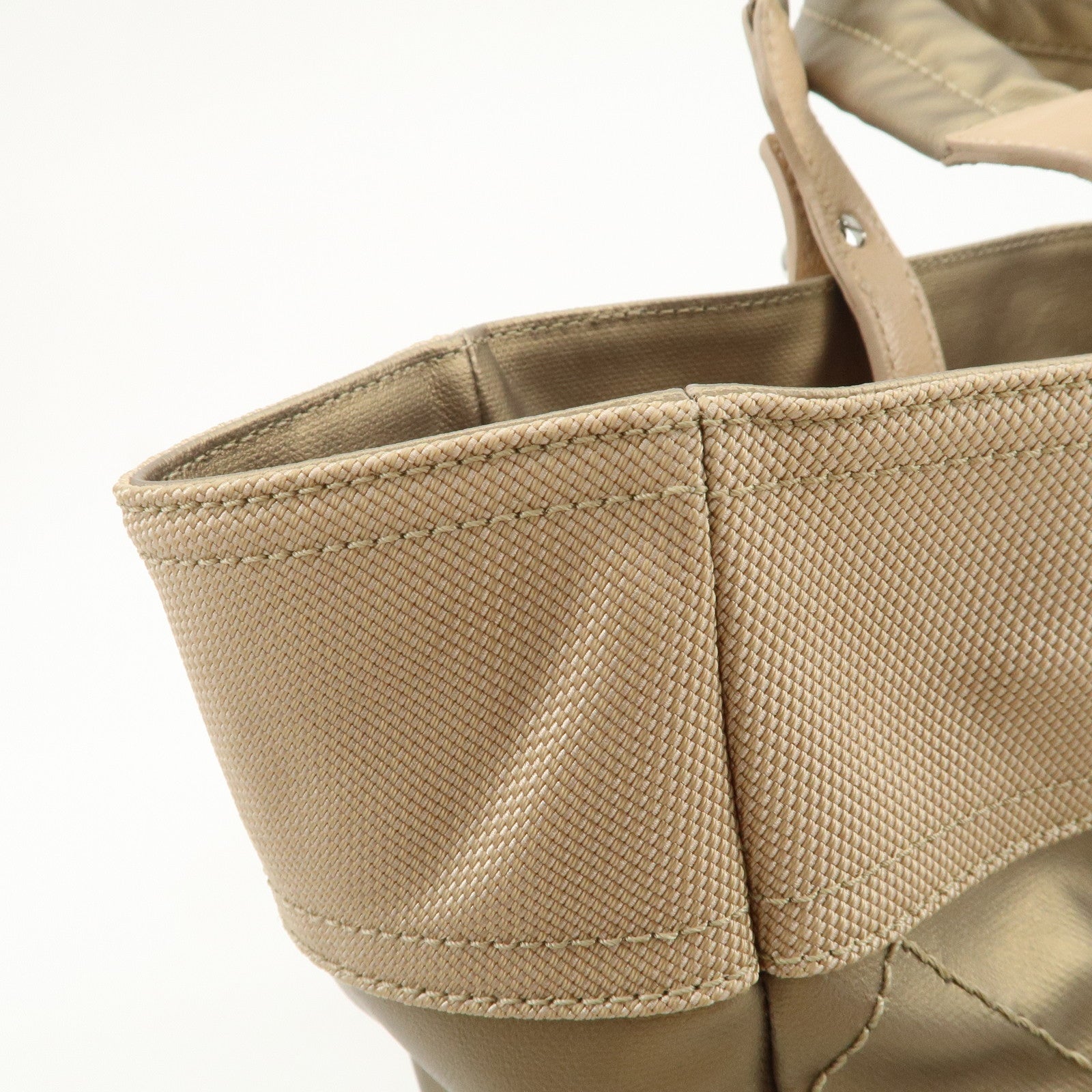 CHANEL Paris Biarritz MM PVC Canvas Tote Bag Hand Bag Beige A34209