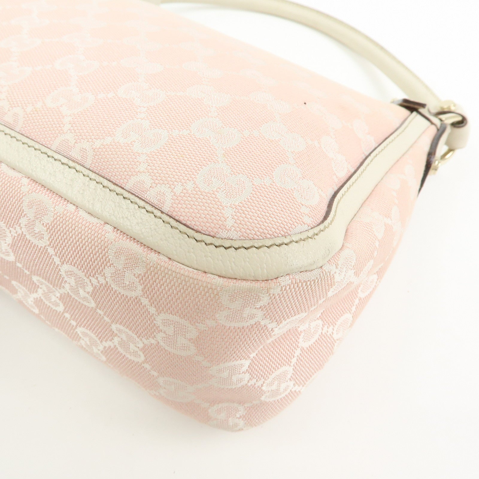 GUCCI GG Canvas Shoulder Bag Hand Bag Pink White 146244
