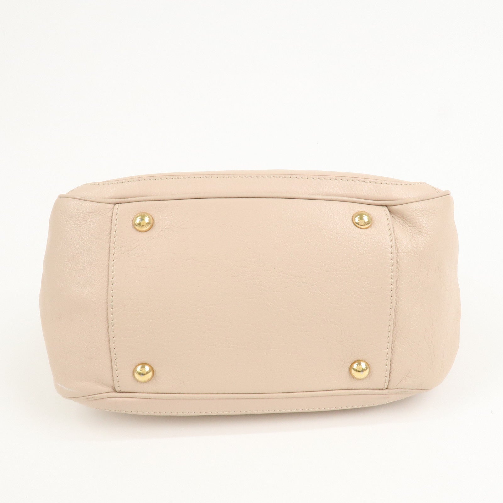 Ferragamo Leather Shoulder Bag Hand Bag Pink Beige Gold