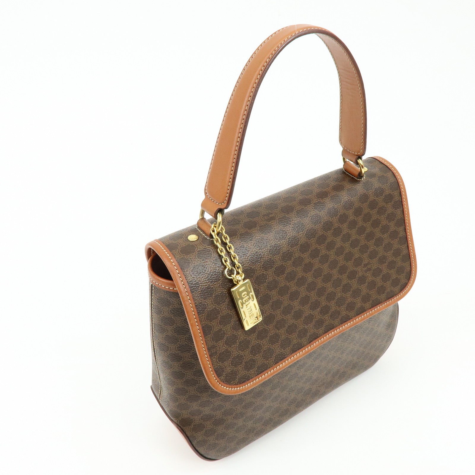 CELINE Macadam PVC Leather 2Way Shoulder Bag Hand Bag Brown